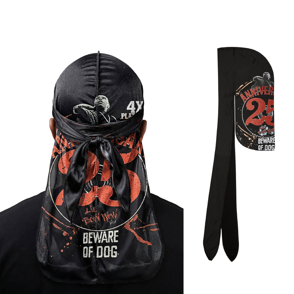 RED Premium Bow Wow 25th Anniversary Limited Edition Durag – Silky Smooth, Extra Long Tails (Black), main product view.