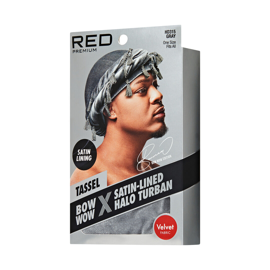 HD315_extra_007 "RED by KISS BOW WOW X Satin Lined Halo Tessel Turban Soft, side of package."