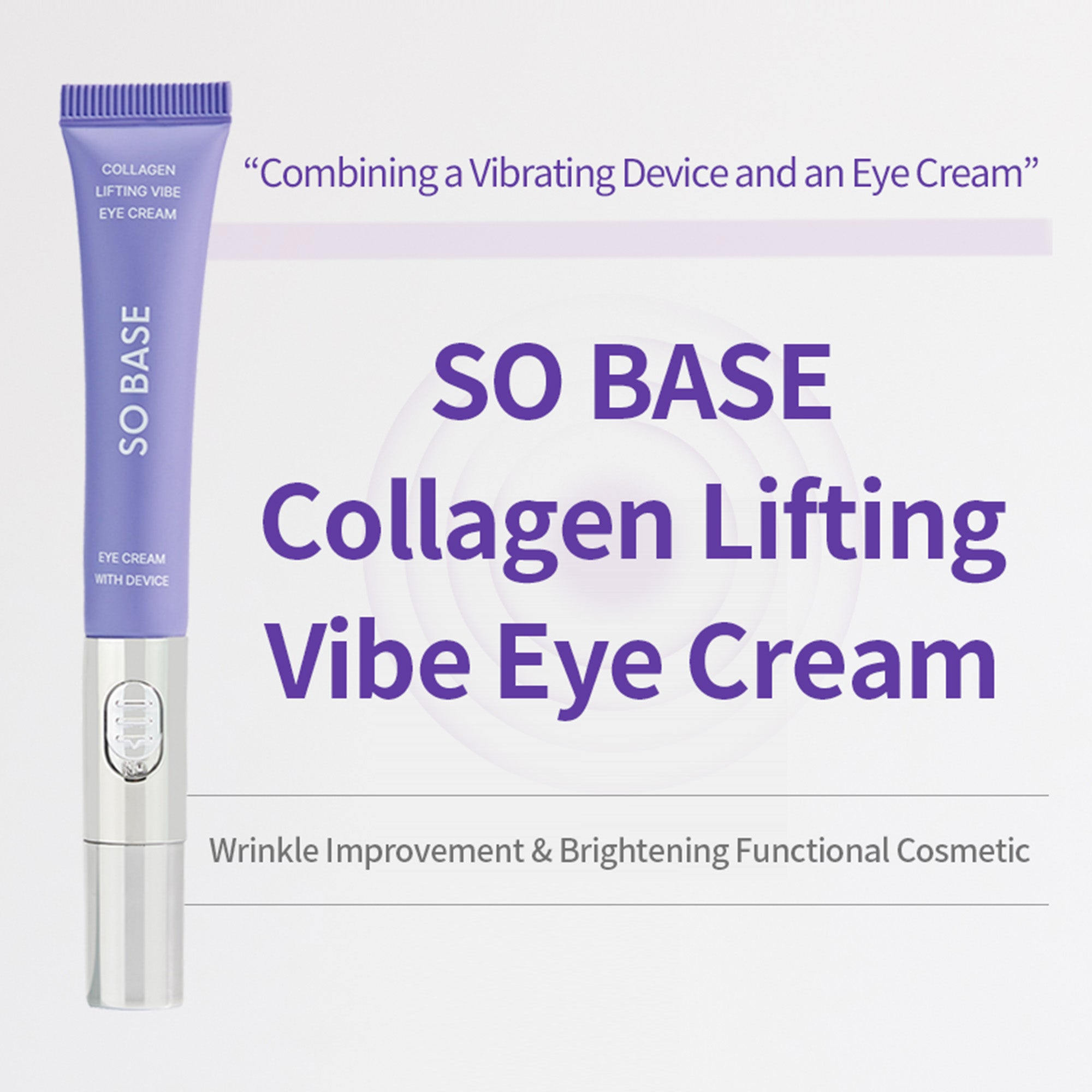 Vibrating Eye Cream for Puffy Eyes & Dark Circles - Anti-Aging Collagen Built-in Galvanic Massager