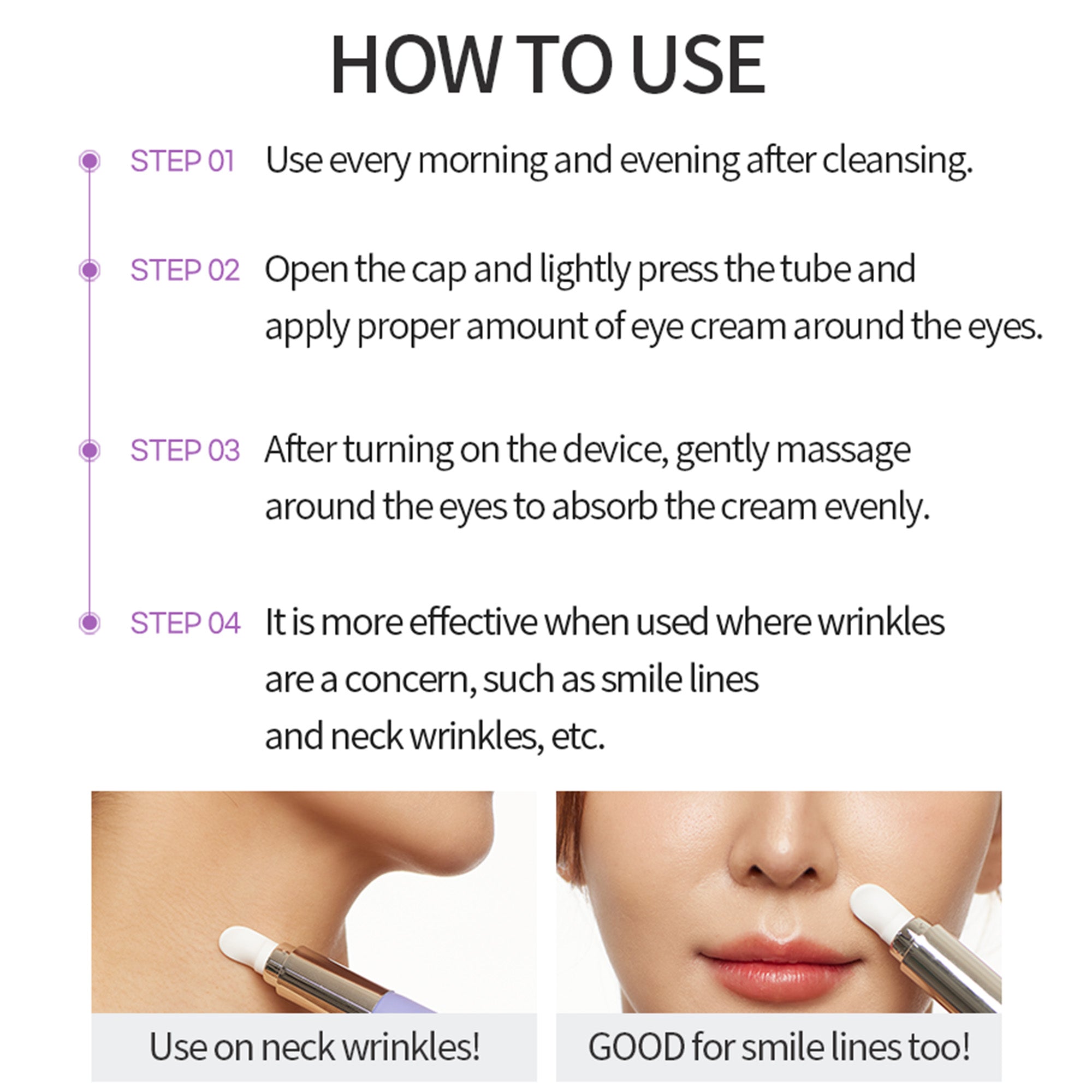 Vibrating Eye Cream for Puffy Eyes & Dark Circles - Anti-Aging Collagen Built-in Galvanic Massager