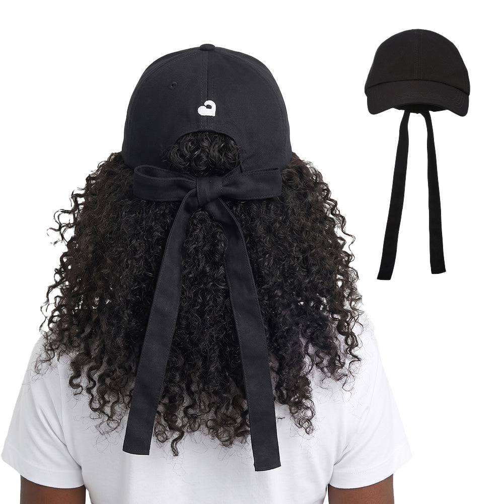 Arria Satin-Lined Backless Baseball Cap with Adjustable Bow Tie