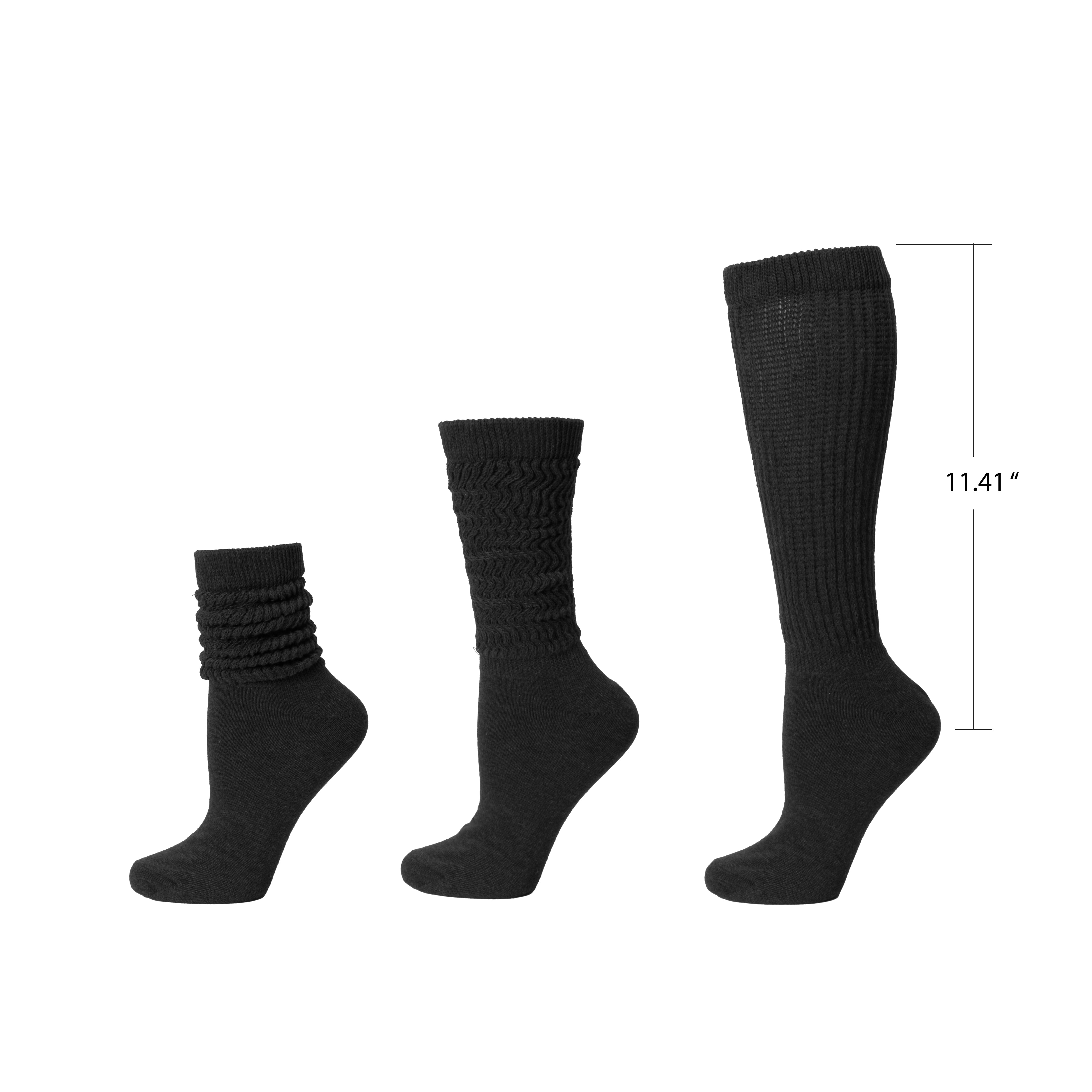 displayall_extra_003 "ARRIA Extra Long Soft Cotton Trendy Slouch Socks – Classic Everyday Neutrals, 80s Retro Heavy Scrunch product view."