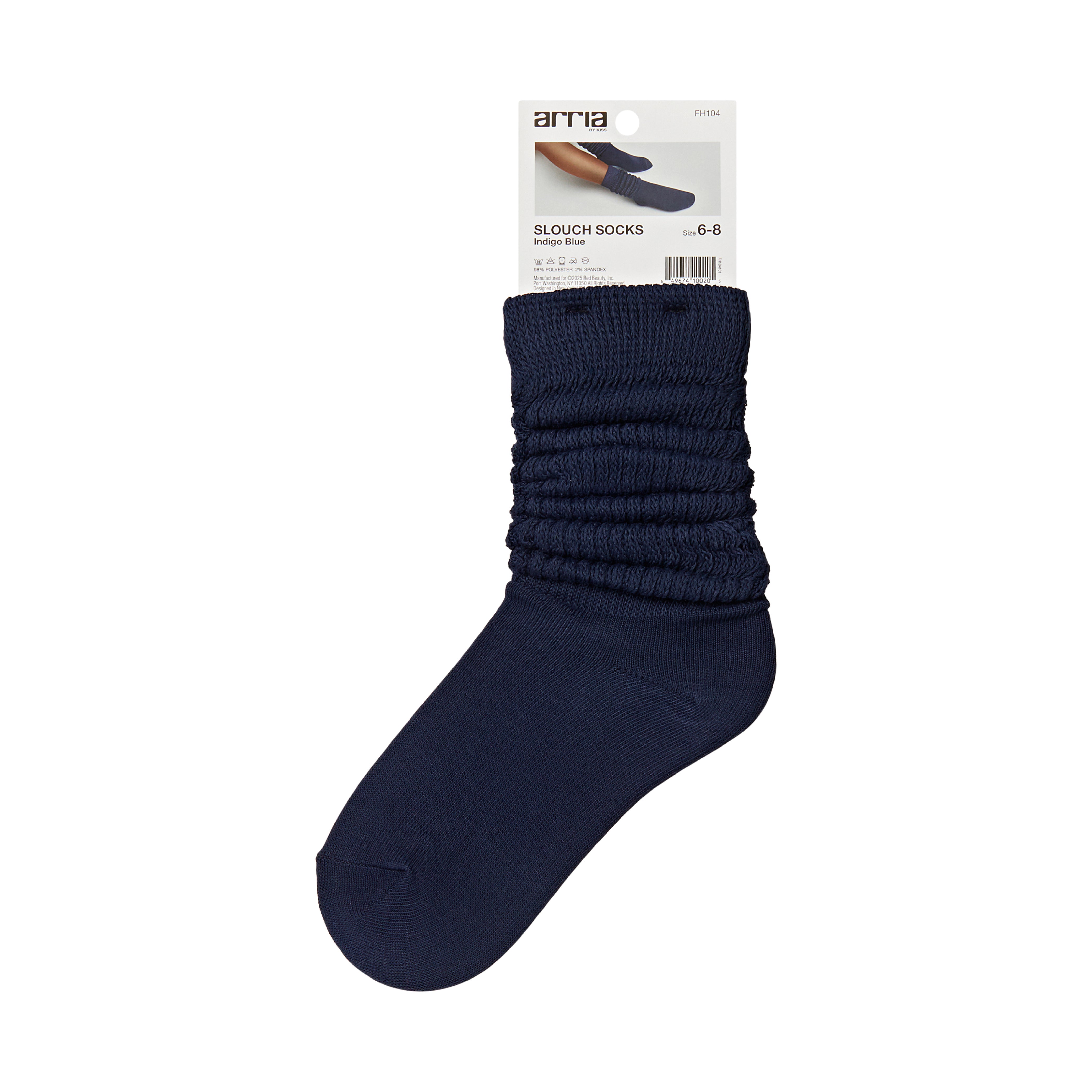 fh104_extra_005 "ARRIA Extra Long Soft Cotton Trendy Slouch Socks – Classic Everyday Neutrals, 80s Retro Heavy Scrunch, package back."