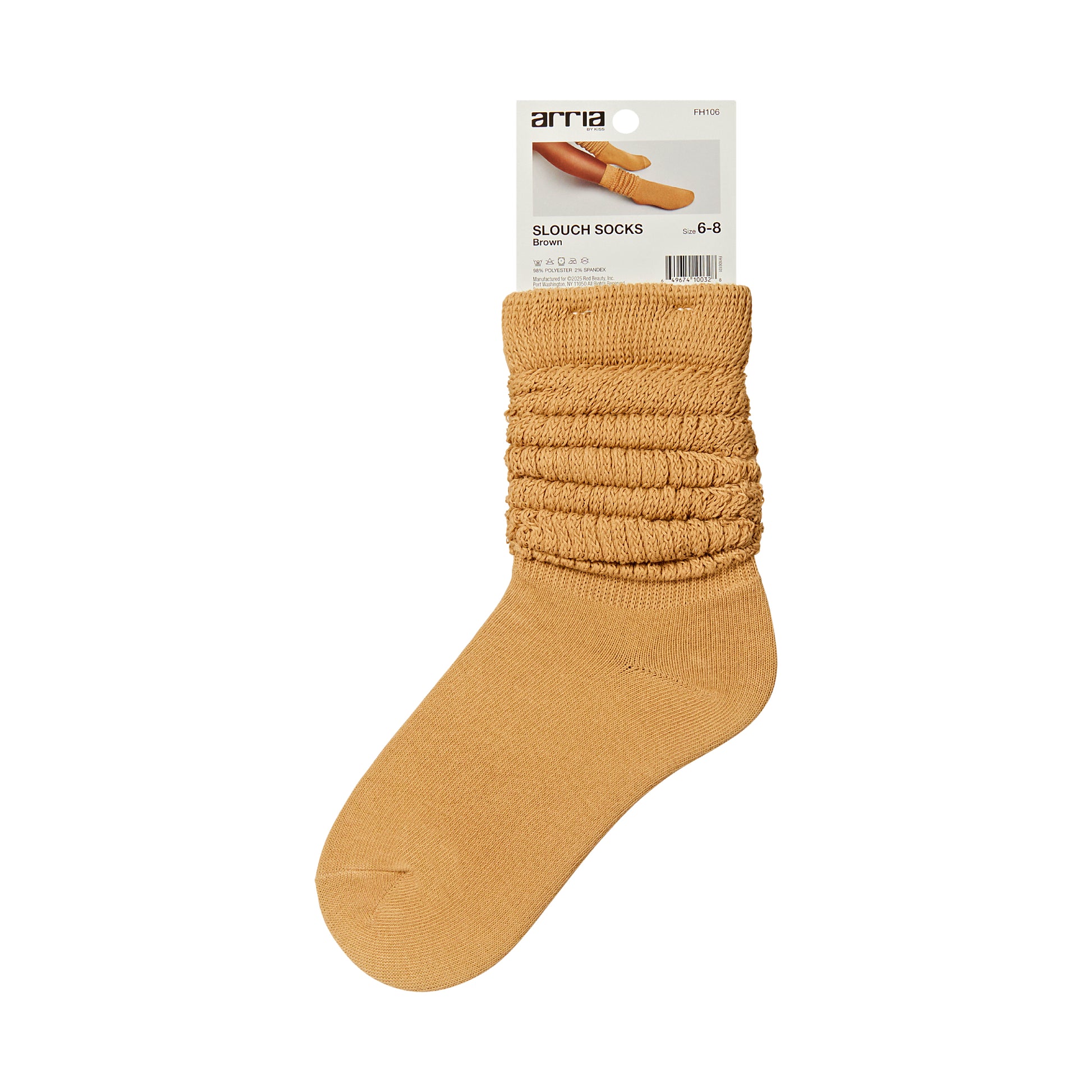 fh106_extra_005 "ARRIA Extra Long Soft Cotton Trendy Slouch Socks – Classic Everyday Neutrals, 80s Retro Heavy Scrunch, package back."