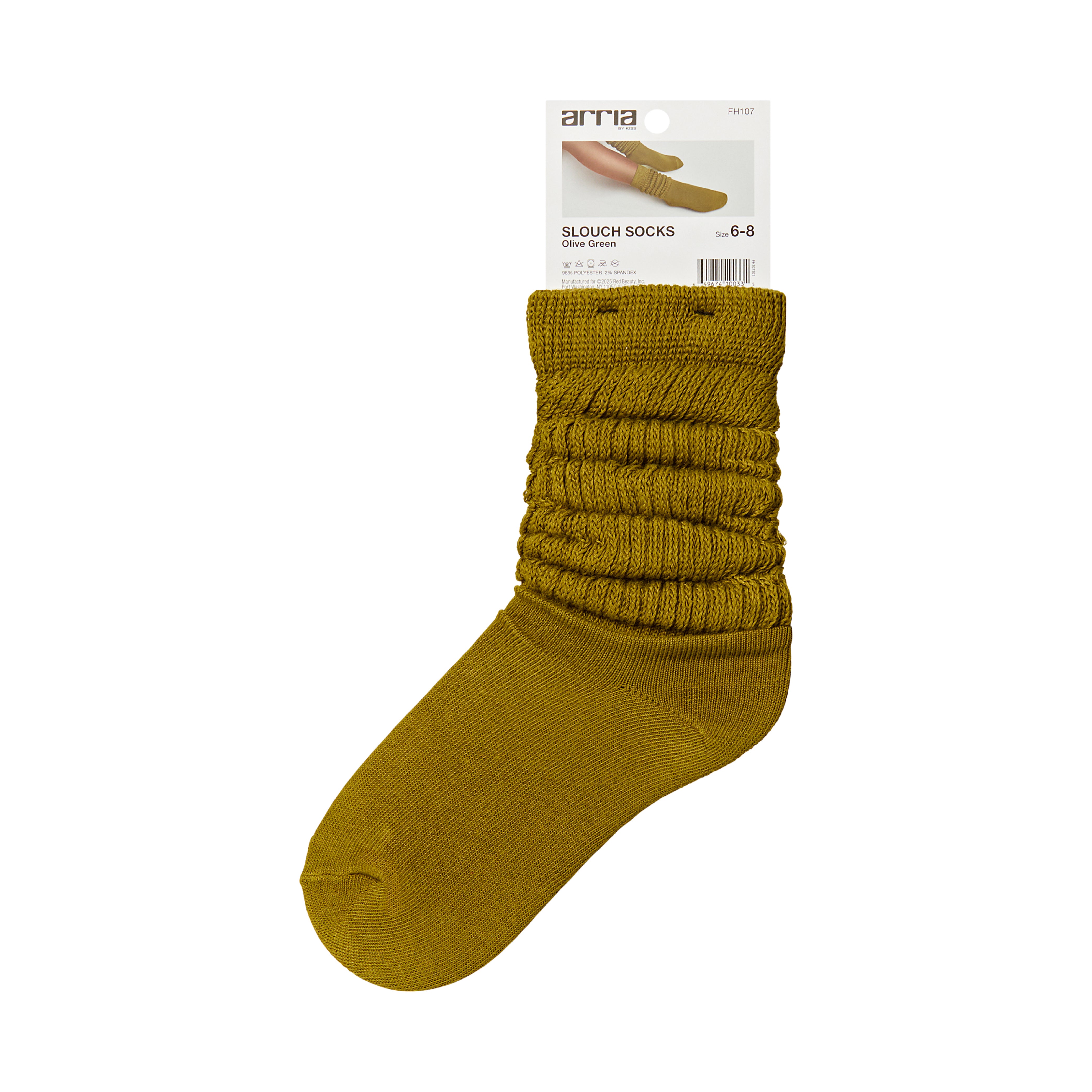 fh107_extra_005 "ARRIA Extra Long Soft Cotton Trendy Slouch Socks – Classic Everyday Neutrals, 80s Retro Heavy Scrunch, package back."