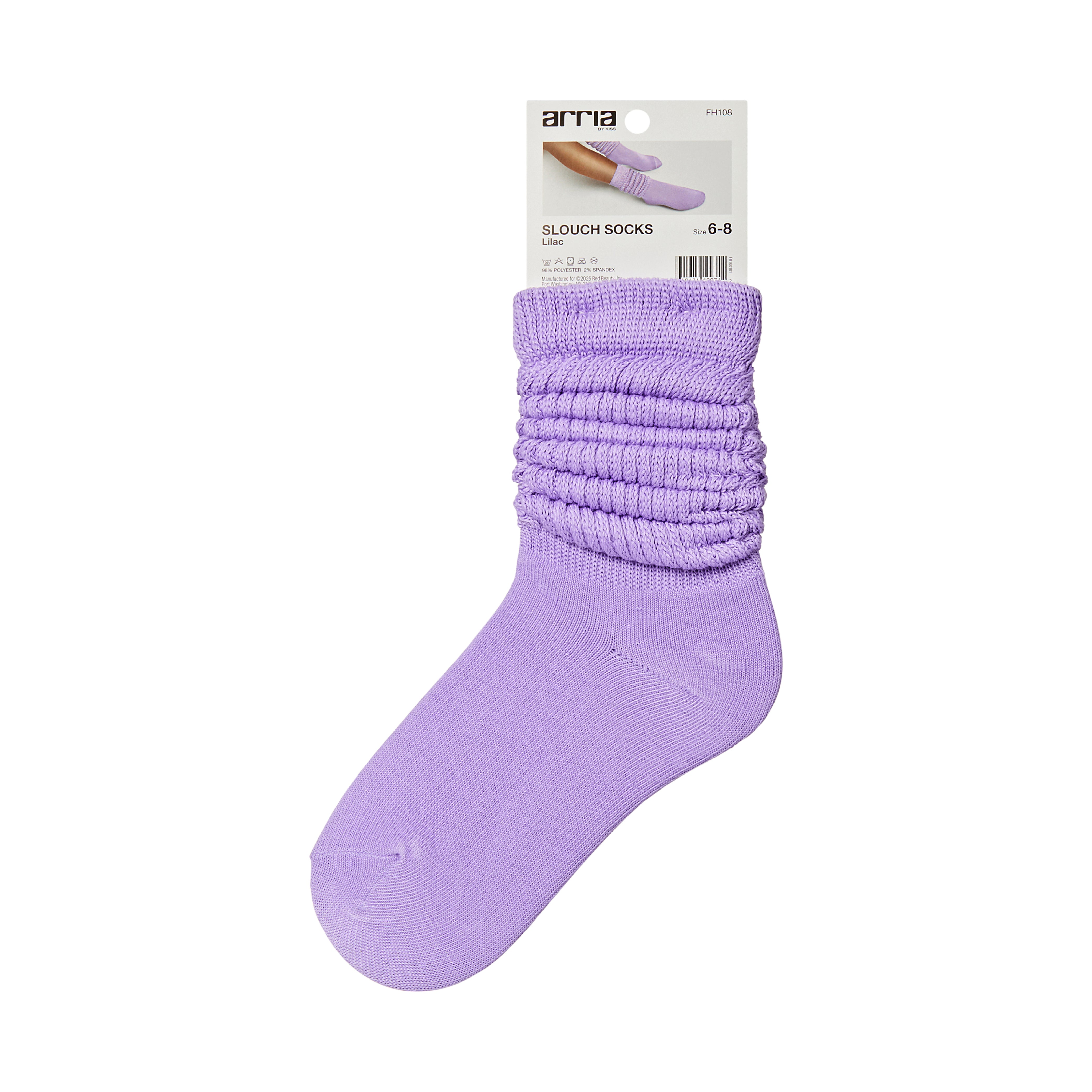 fh108_extra_005 "ARRIA Extra Long Soft Cotton Trendy Slouch Socks – Classic Everyday Neutrals, 80s Retro Heavy Scrunch, package back."