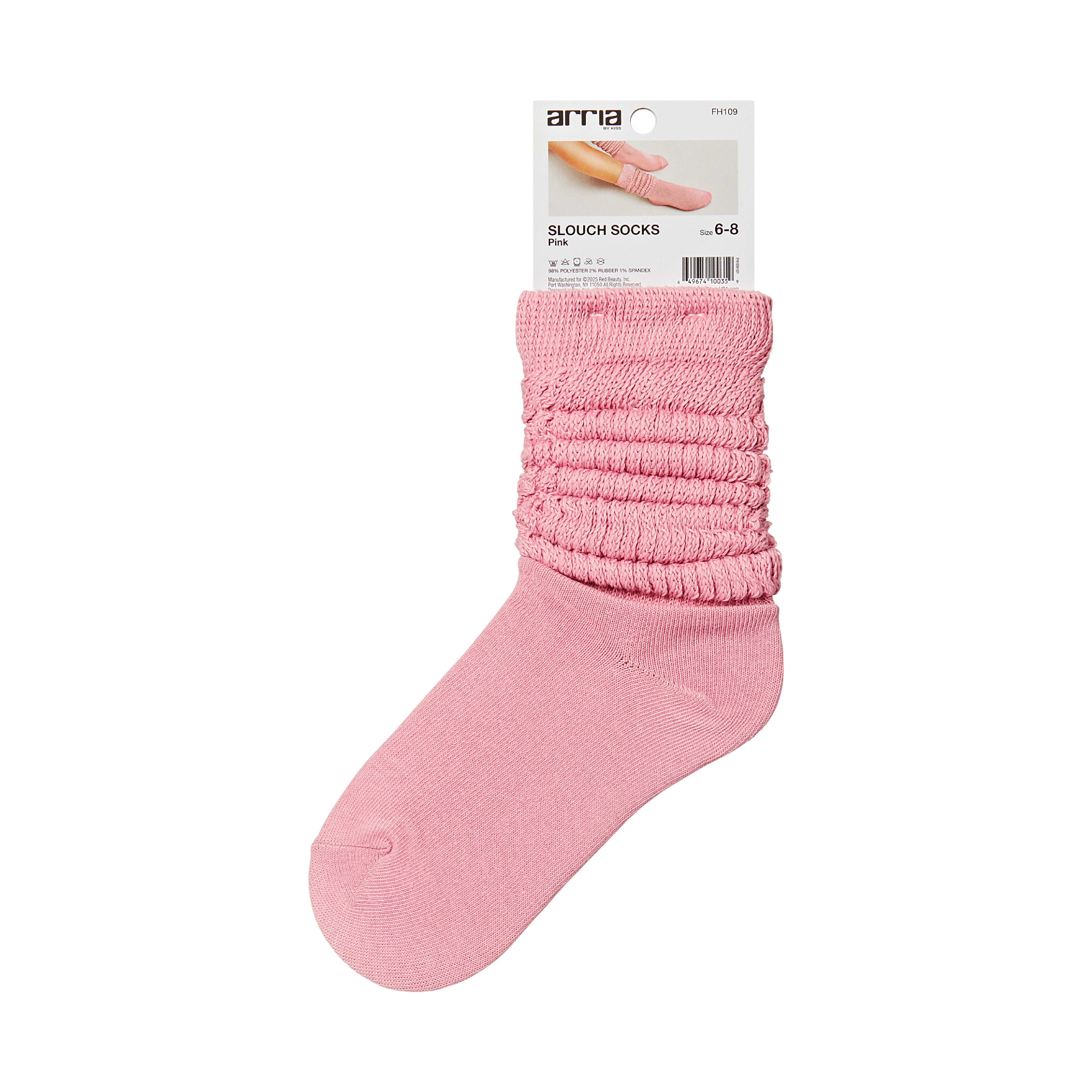 fh109_extra_005 "ARRIA Extra Long Soft Cotton Trendy Slouch Socks – Classic Everyday Neutrals, 80s Retro Heavy Scrunch, package back."
