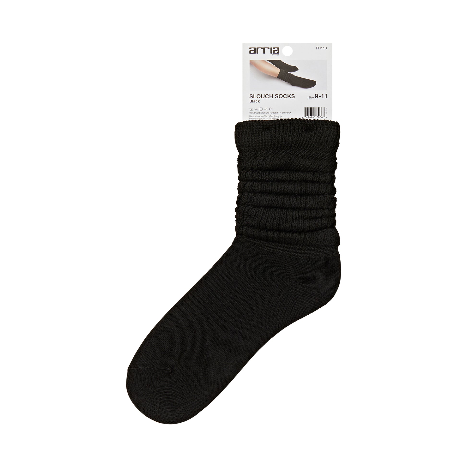 fh110_extra_005 "ARRIA Extra Long Soft Cotton Trendy Slouch Socks – Classic Everyday Neutrals, 80s Retro Heavy Scrunch, package back."