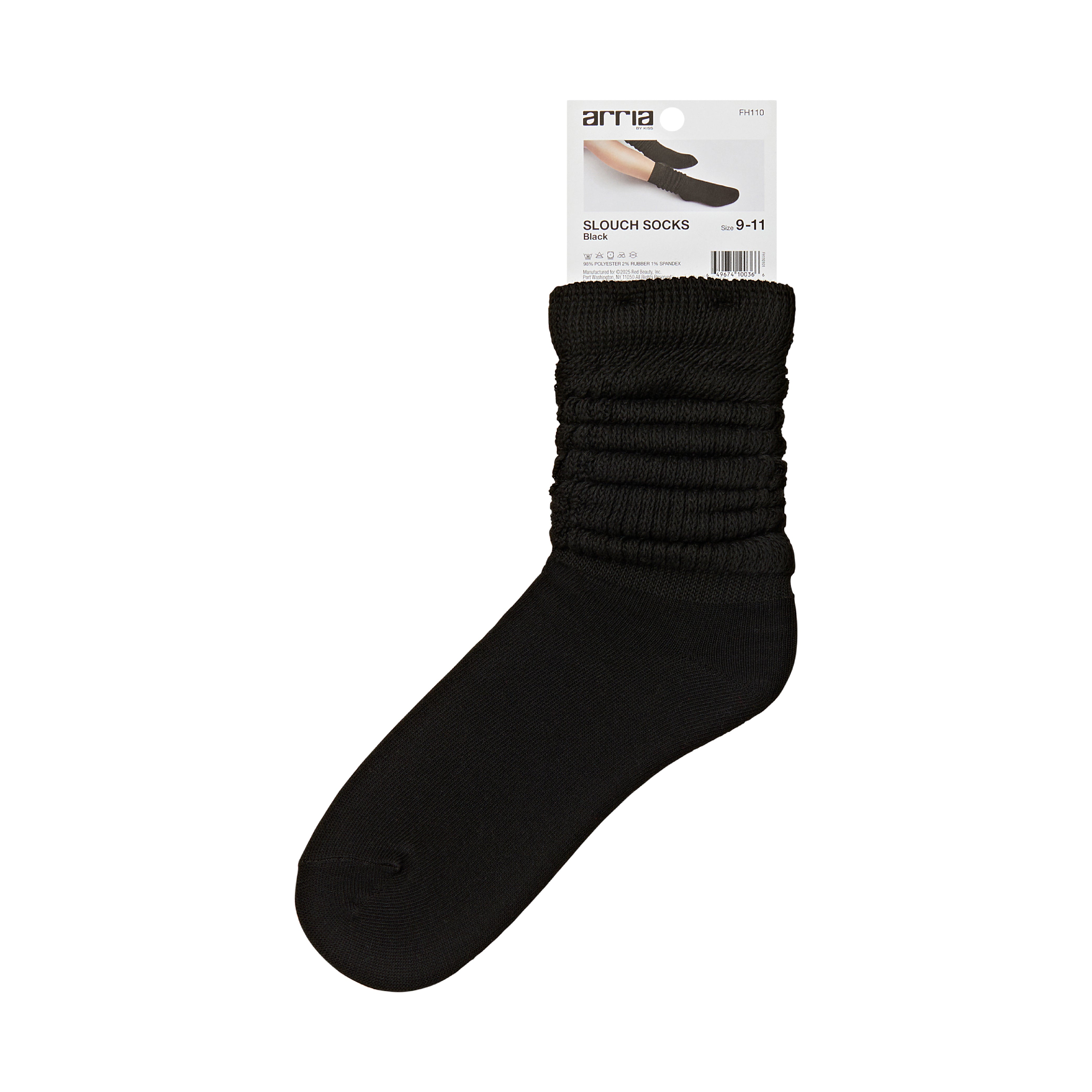 fh110_extra_005 "ARRIA Extra Long Soft Cotton Trendy Slouch Socks – Classic Everyday Neutrals, 80s Retro Heavy Scrunch, package back."