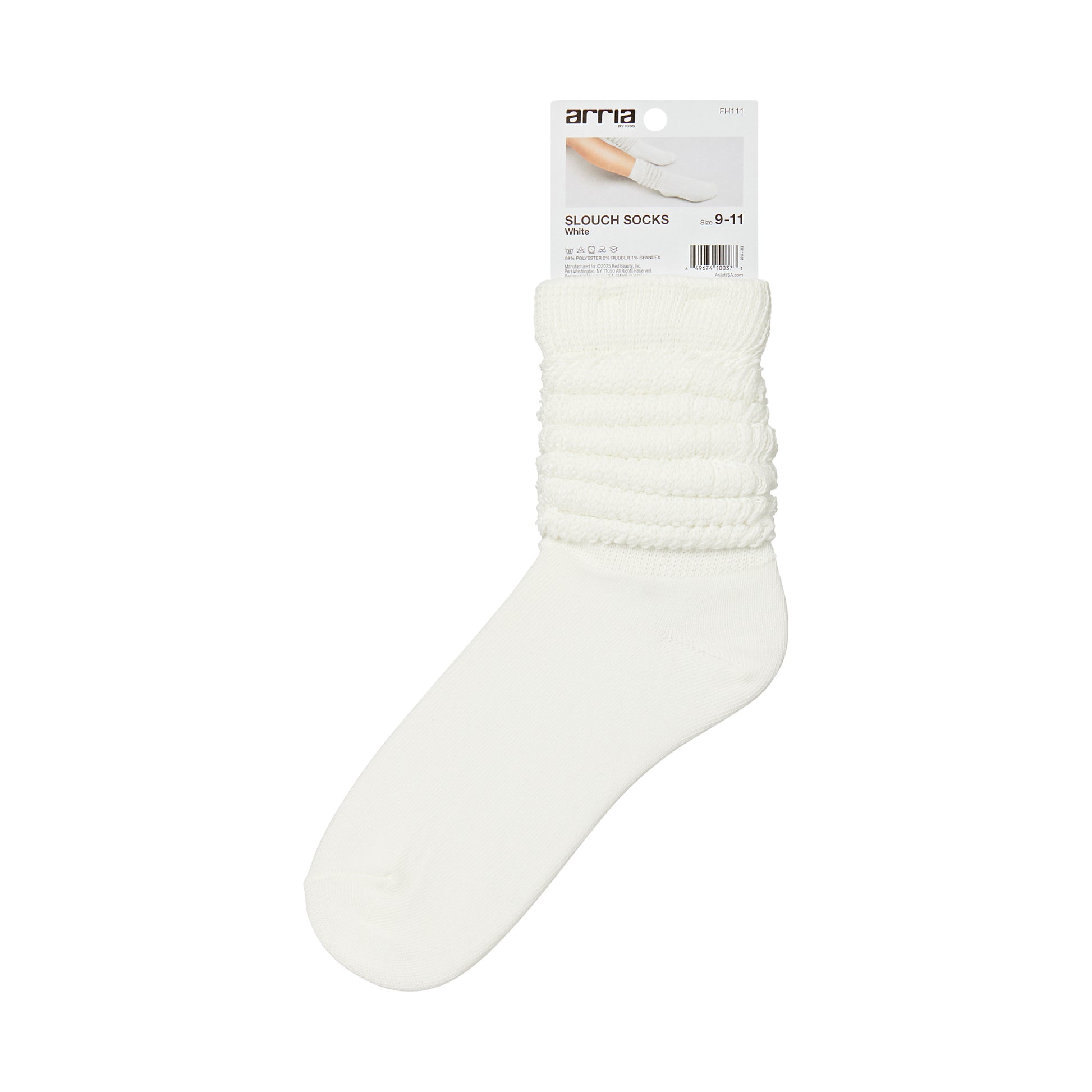 fh111_extra_005 "ARRIA Extra Long Soft Cotton Trendy Slouch Socks – Classic Everyday Neutrals, 80s Retro Heavy Scrunch, package back."