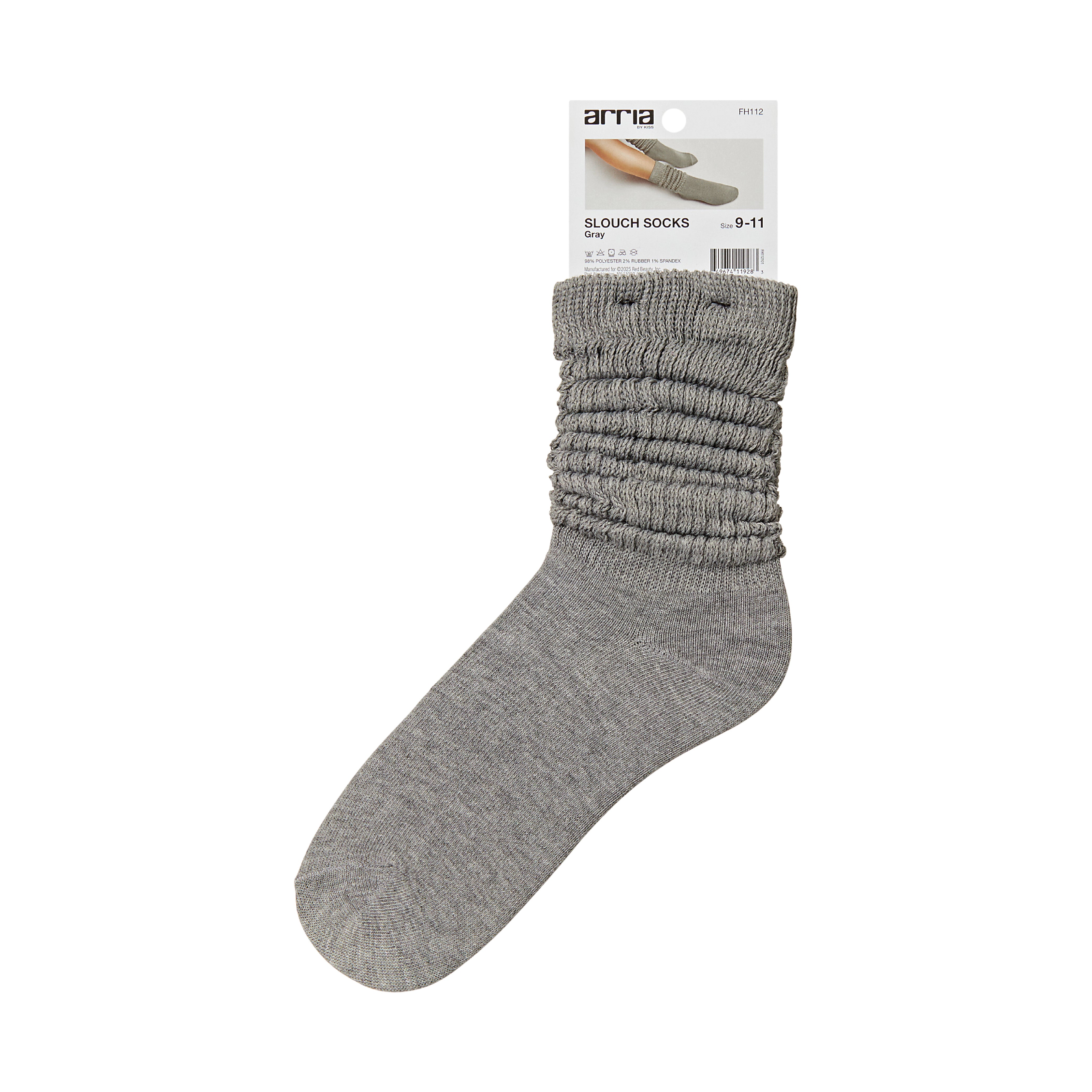 fh112_extra_005 "ARRIA Extra Long Soft Cotton Trendy Slouch Socks – Classic Everyday Neutrals, 80s Retro Heavy Scrunch, package back."