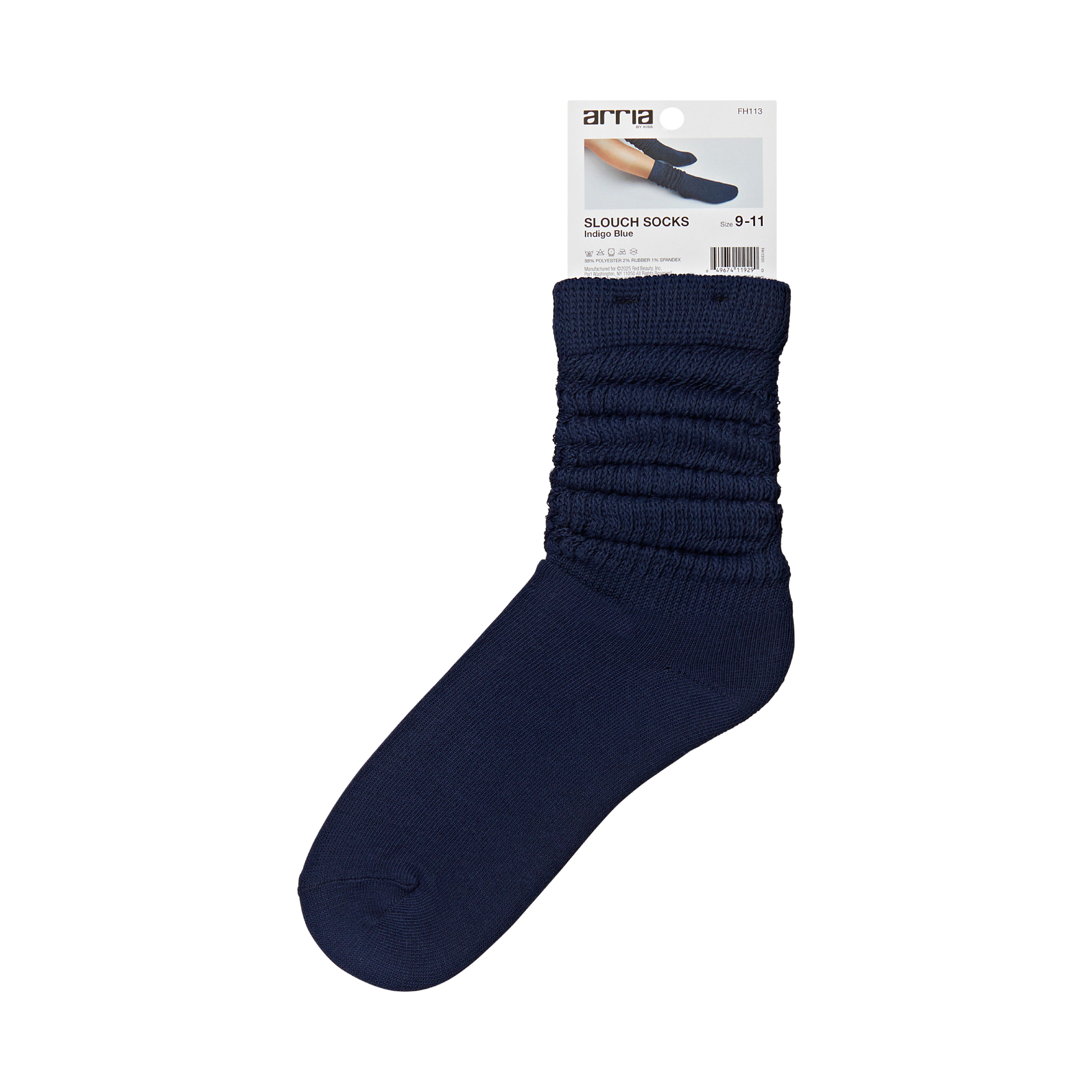 fh113_extra_005 "ARRIA Extra Long Soft Cotton Trendy Slouch Socks – Classic Everyday Neutrals, 80s Retro Heavy Scrunch, package back."