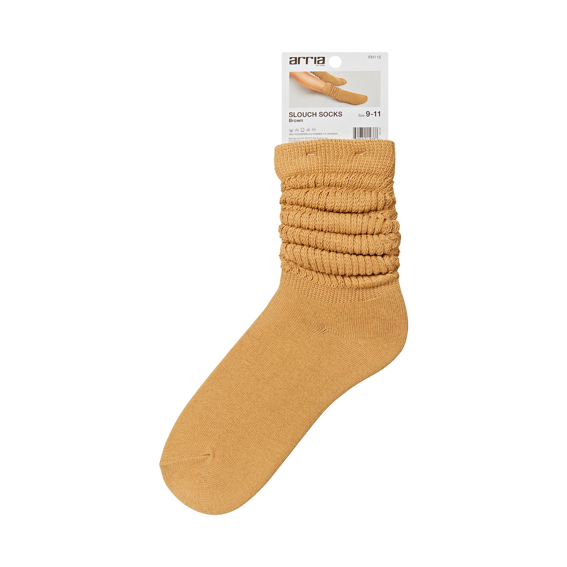 fh115_extra_005 "ARRIA Extra Long Soft Cotton Trendy Slouch Socks – Classic Everyday Neutrals, 80s Retro Heavy Scrunch, package back."