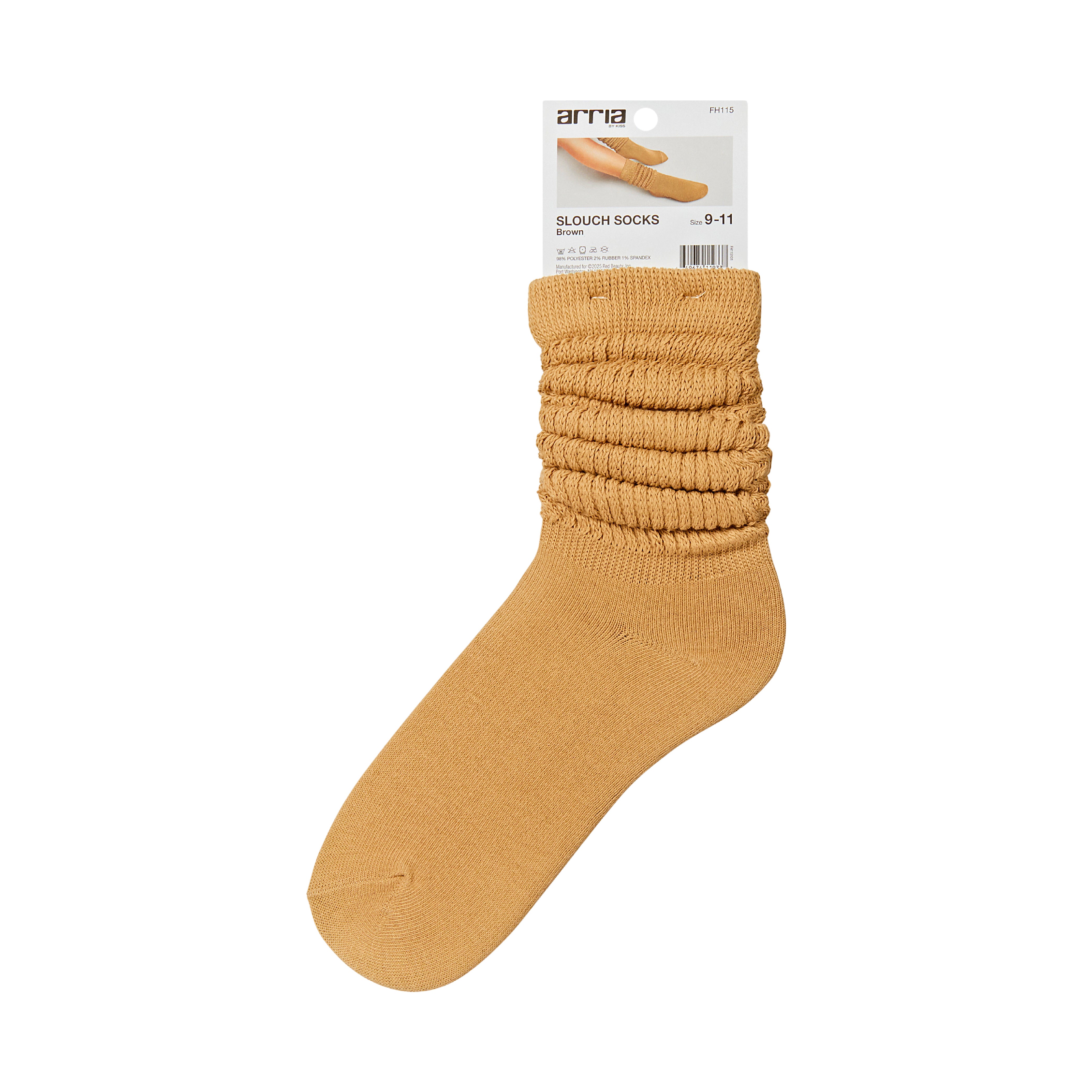 fh115_extra_005 "ARRIA Extra Long Soft Cotton Trendy Slouch Socks – Classic Everyday Neutrals, 80s Retro Heavy Scrunch, package back."