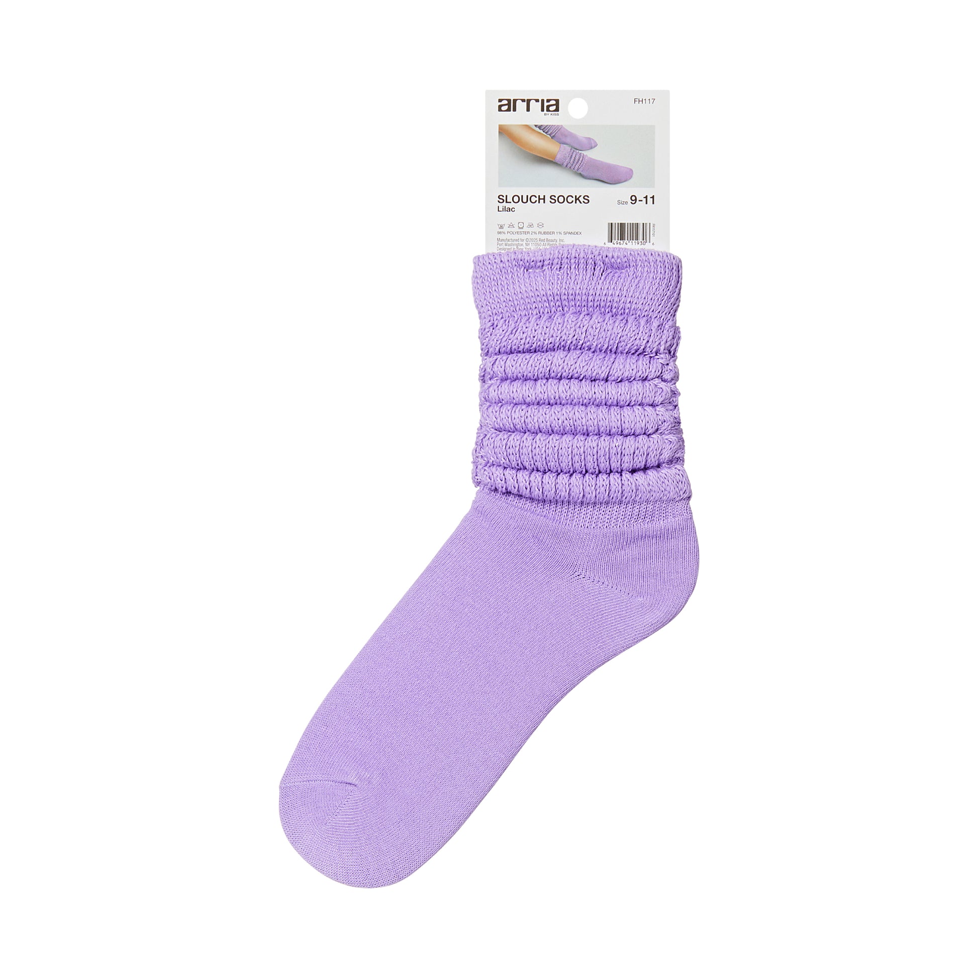 fh117_extra_005 "ARRIA Extra Long Soft Cotton Trendy Slouch Socks – Classic Everyday Neutrals, 80s Retro Heavy Scrunch, package back."