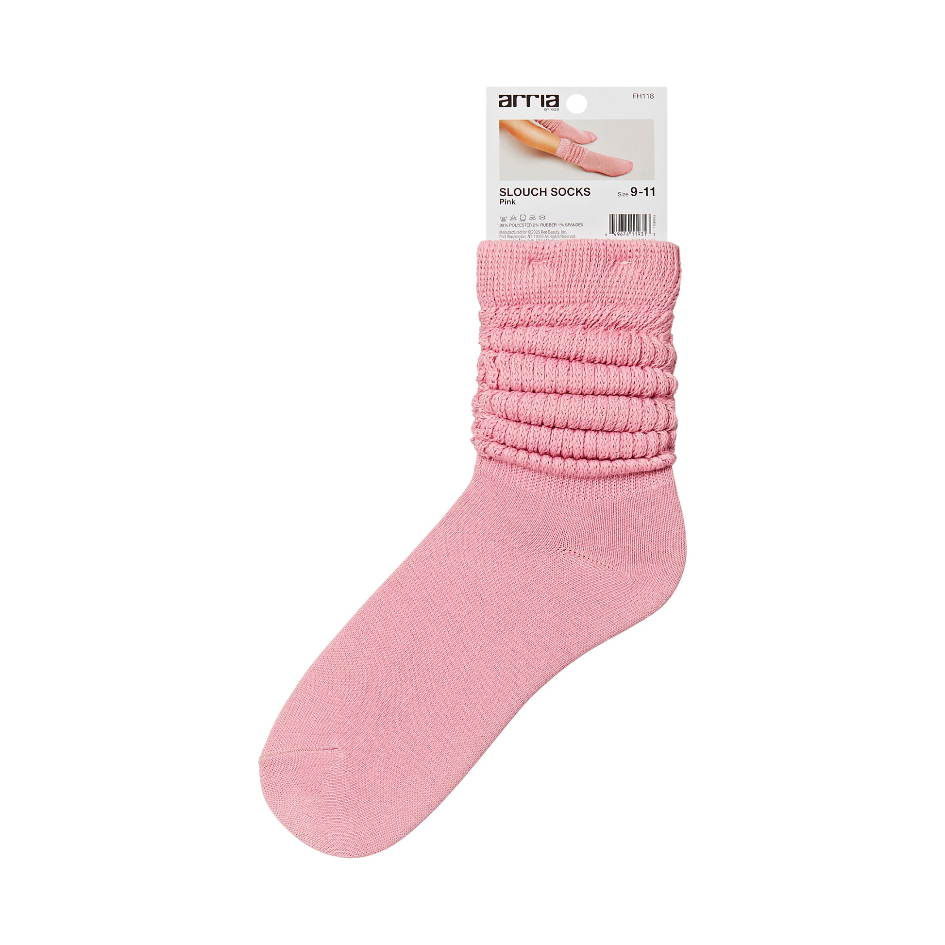 fh118_extra_005 "ARRIA Extra Long Soft Cotton Trendy Slouch Socks – Classic Everyday Neutrals, 80s Retro Heavy Scrunch, package back."