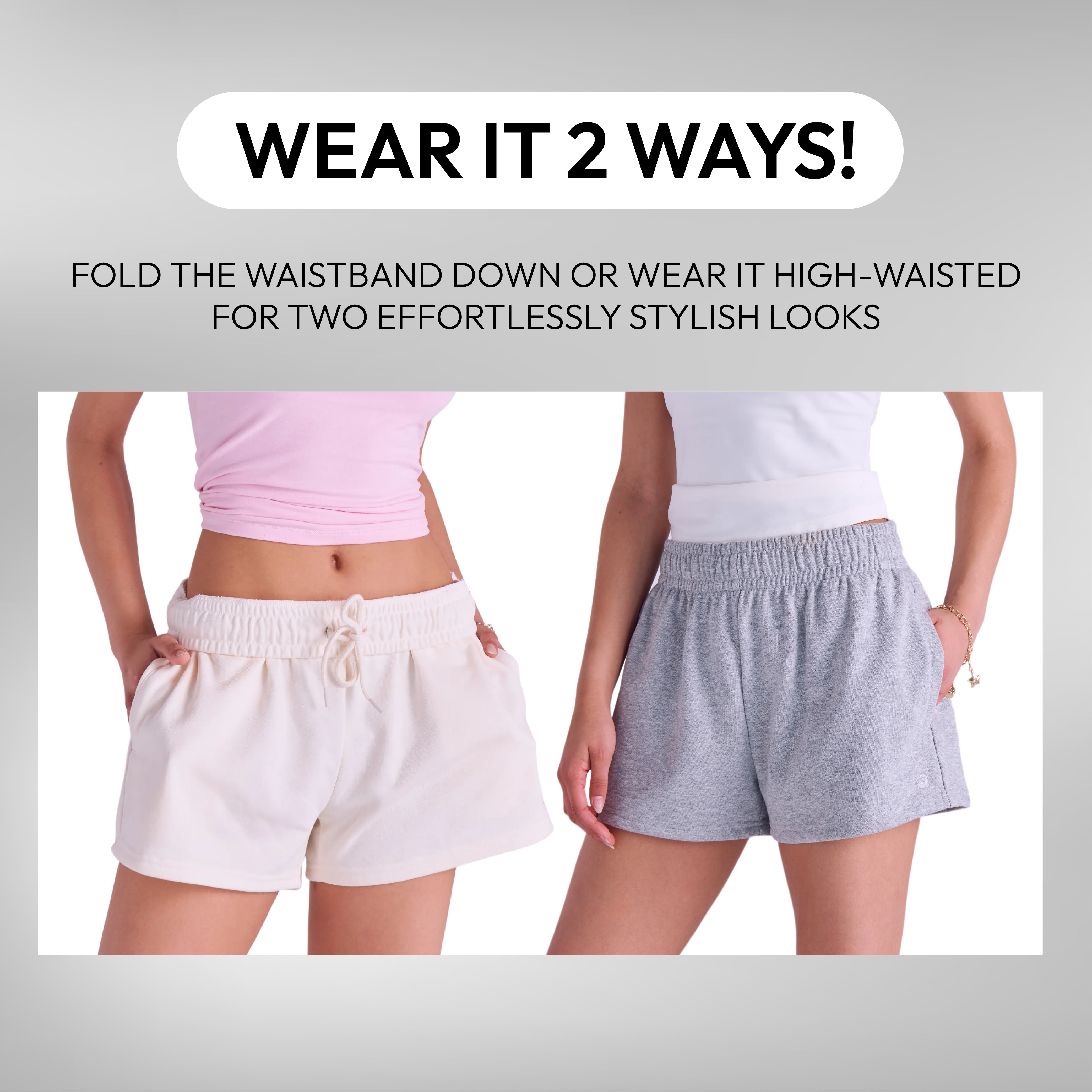 displayall_image_003"Arria Cozy French Terry Convertible Relaxed Sweat Shorts product view."
