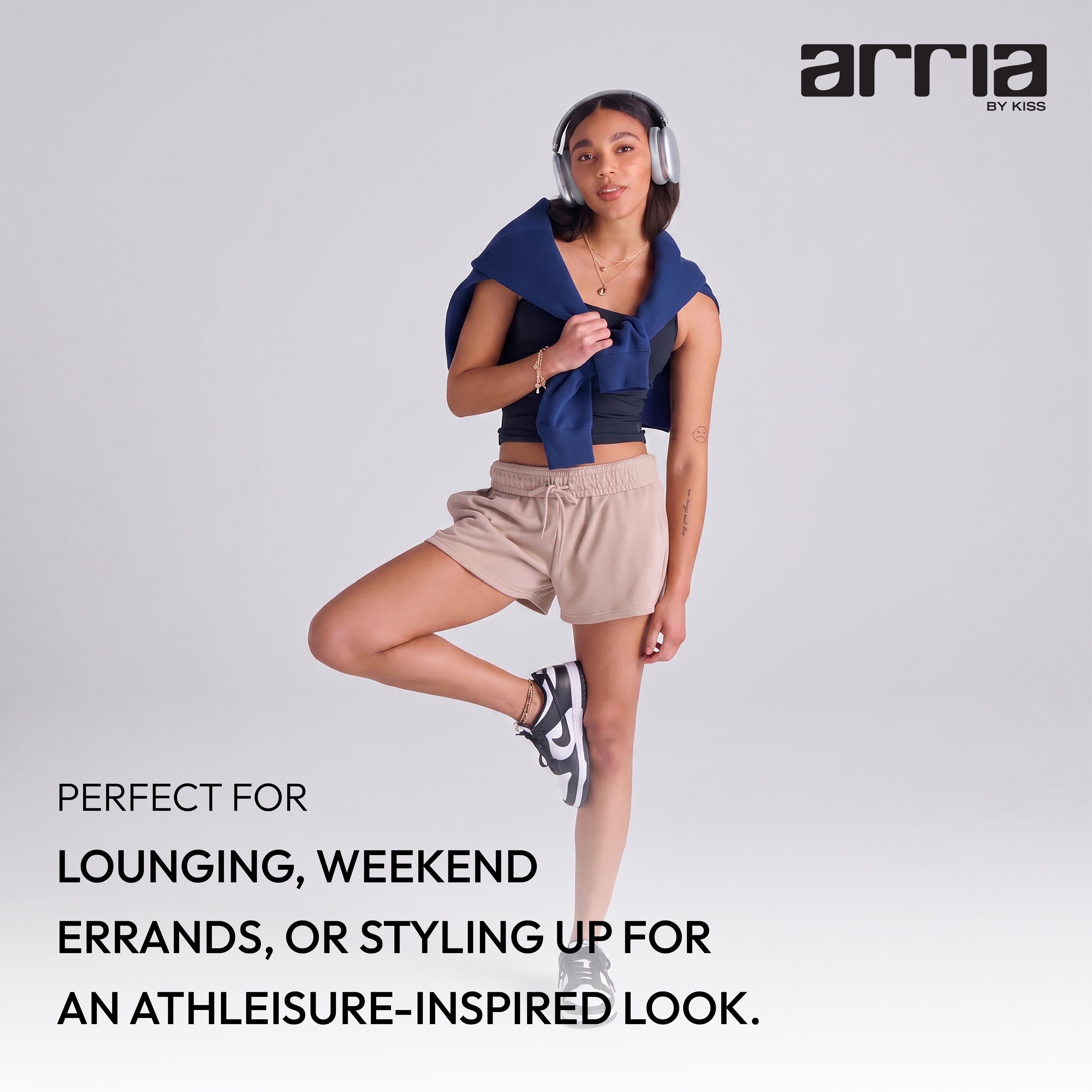 displayall_image_002"Arria Cozy French Terry Convertible Relaxed Sweat Shorts product view."