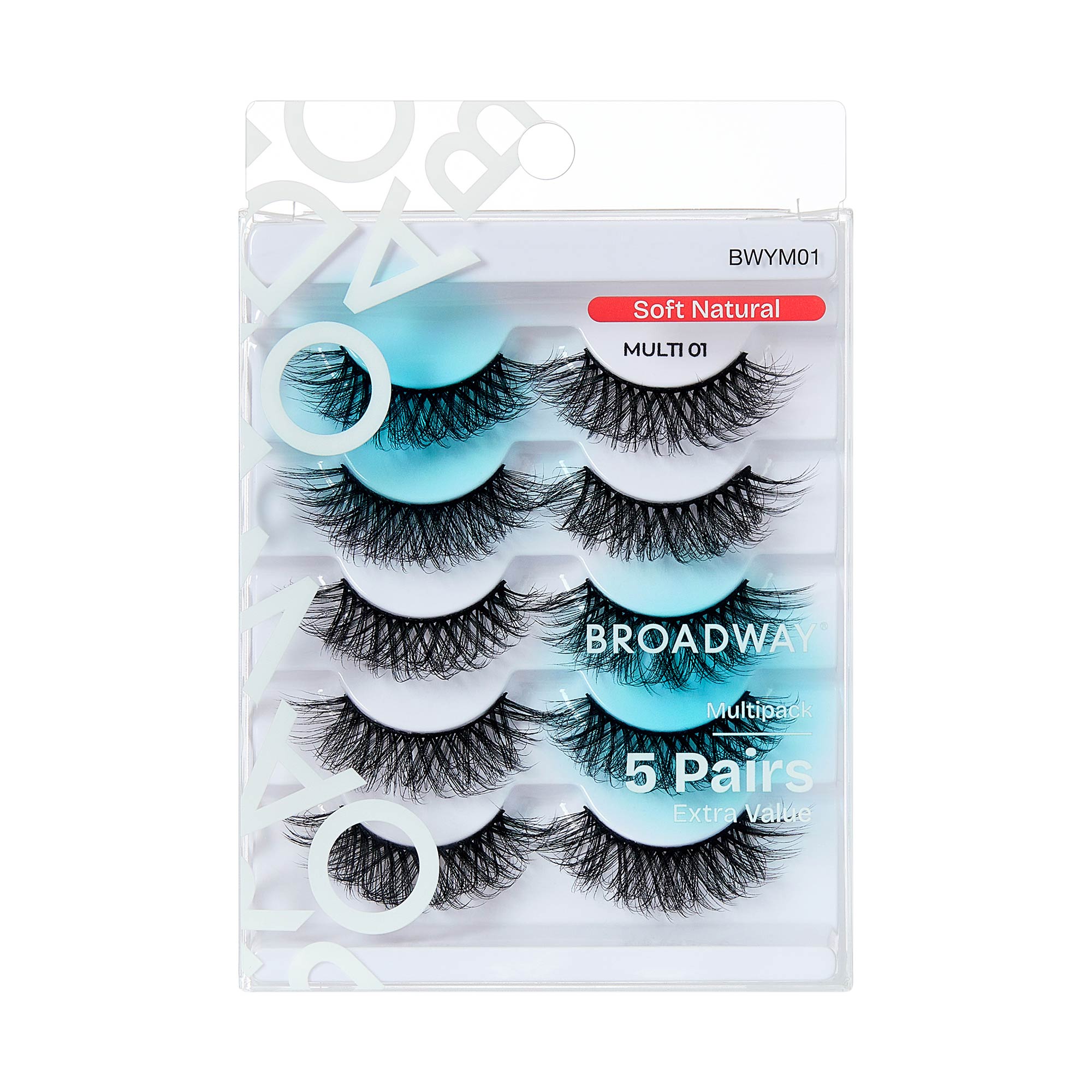 BWYM01_extra_008 "Broadway False Lashes Multipack - Faux Mink Wispy Volume Strip Eyelashes, package front."