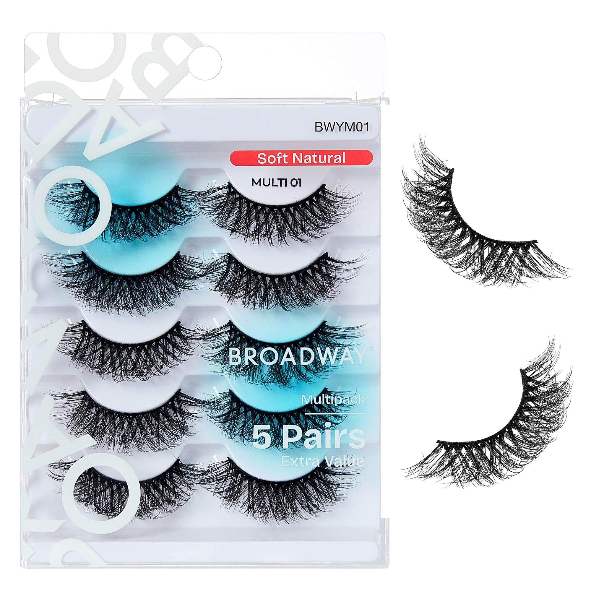 BWYM01_extra_007 "Broadway False Lashes Multipack - Faux Mink Wispy Volume Strip Eyelashes product view."