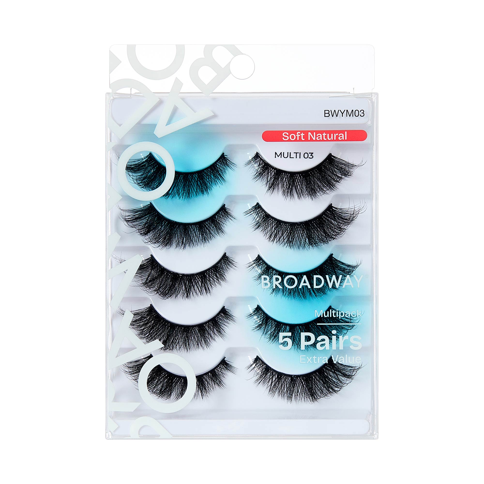 BWYM03_extra_008 "Broadway False Lashes Multipack - Faux Mink Wispy Volume Strip Eyelashes, package front."