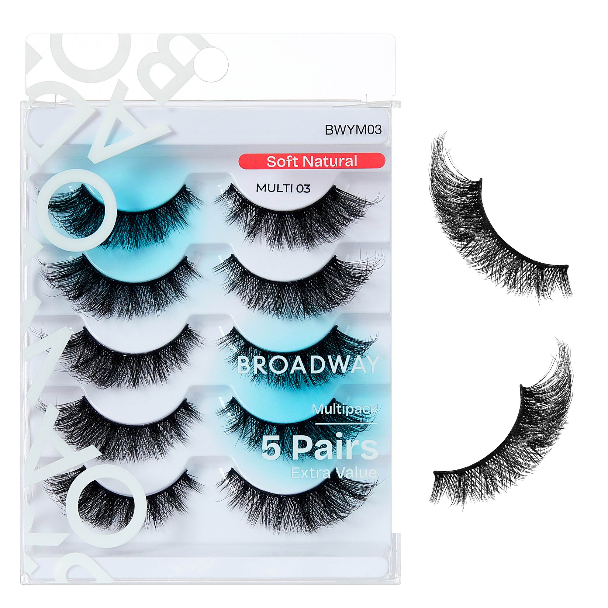 BWYM03_extra_007 "Broadway False Lashes Multipack - Faux Mink Wispy Volume Strip Eyelashes product view."