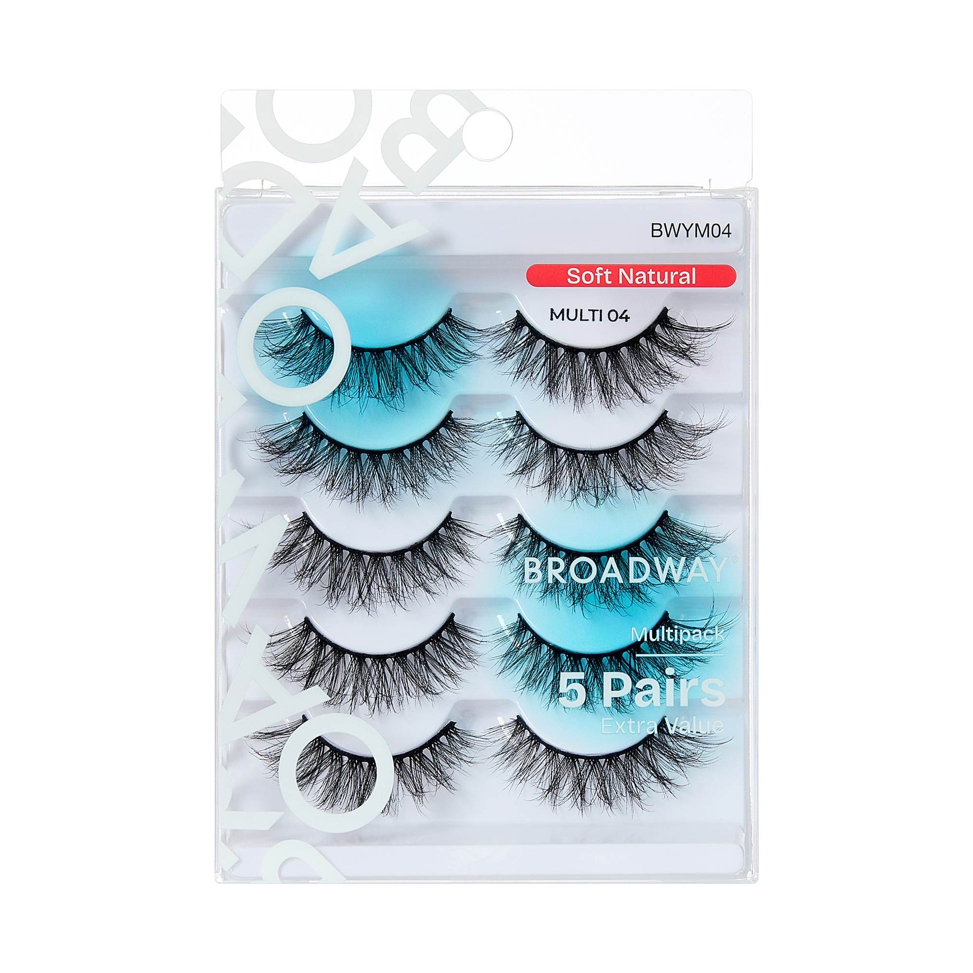 BWYM04_extra_008 "Broadway False Lashes Multipack - Faux Mink Wispy Volume Strip Eyelashes, package front."