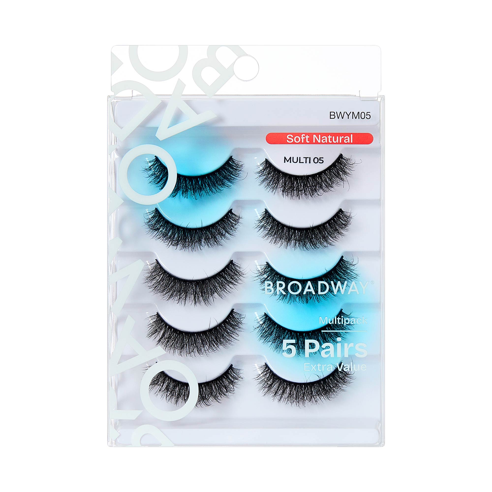 BWYM05_extra_008 "Broadway False Lashes Multipack - Faux Mink Wispy Volume Strip Eyelashes, package front."
