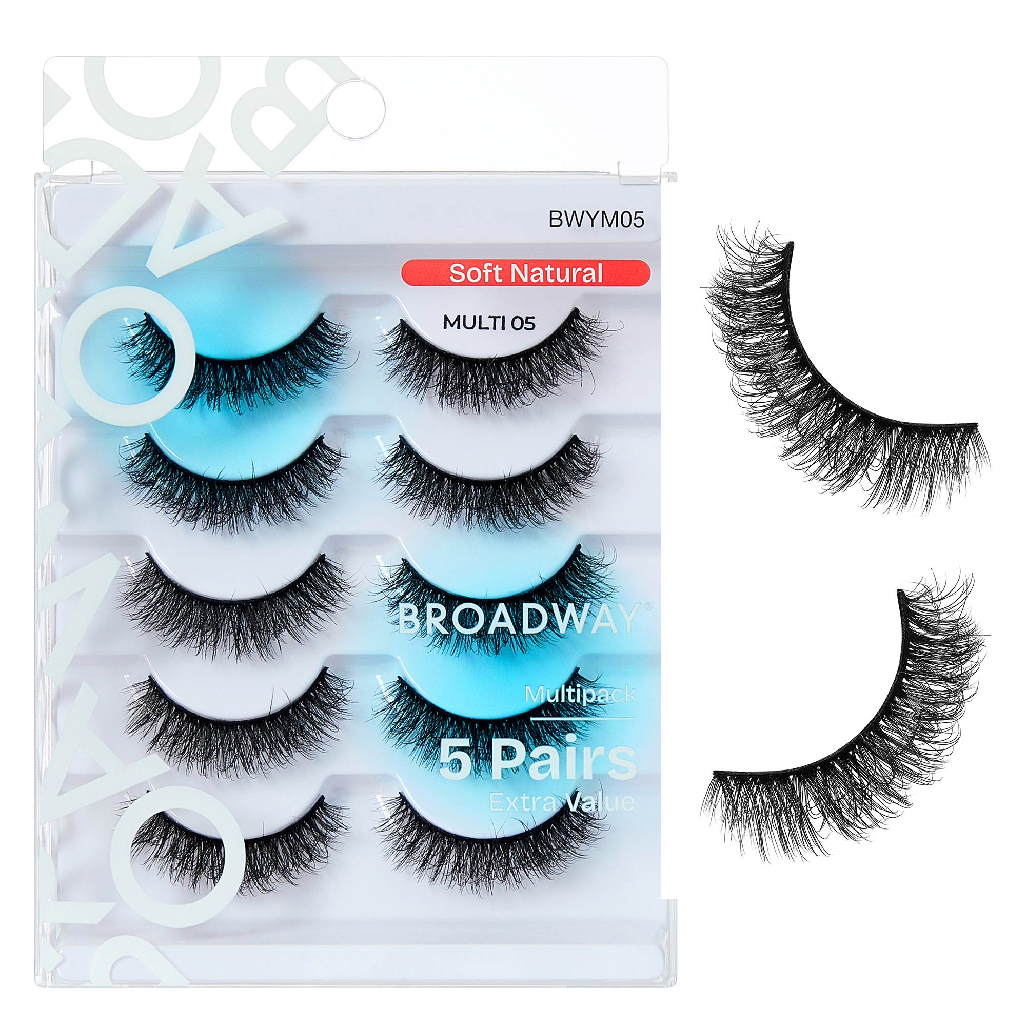 BWYM05_extra_007 "Broadway False Lashes Multipack - Faux Mink Wispy Volume Strip Eyelashes product view."
