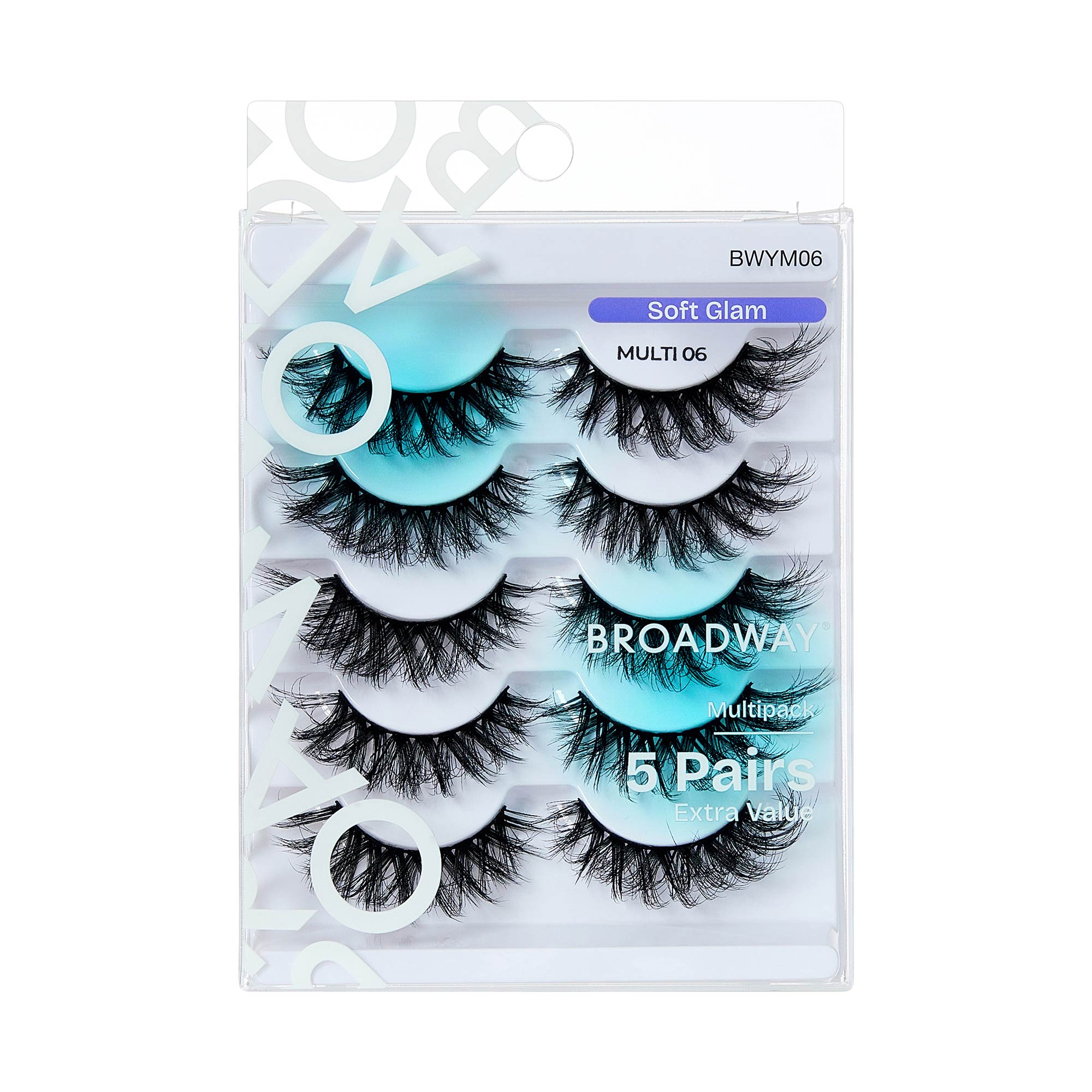 BWYM06_extra_008 "Broadway False Lashes Multipack - Faux Mink Wispy Volume Strip Eyelashes, package front."