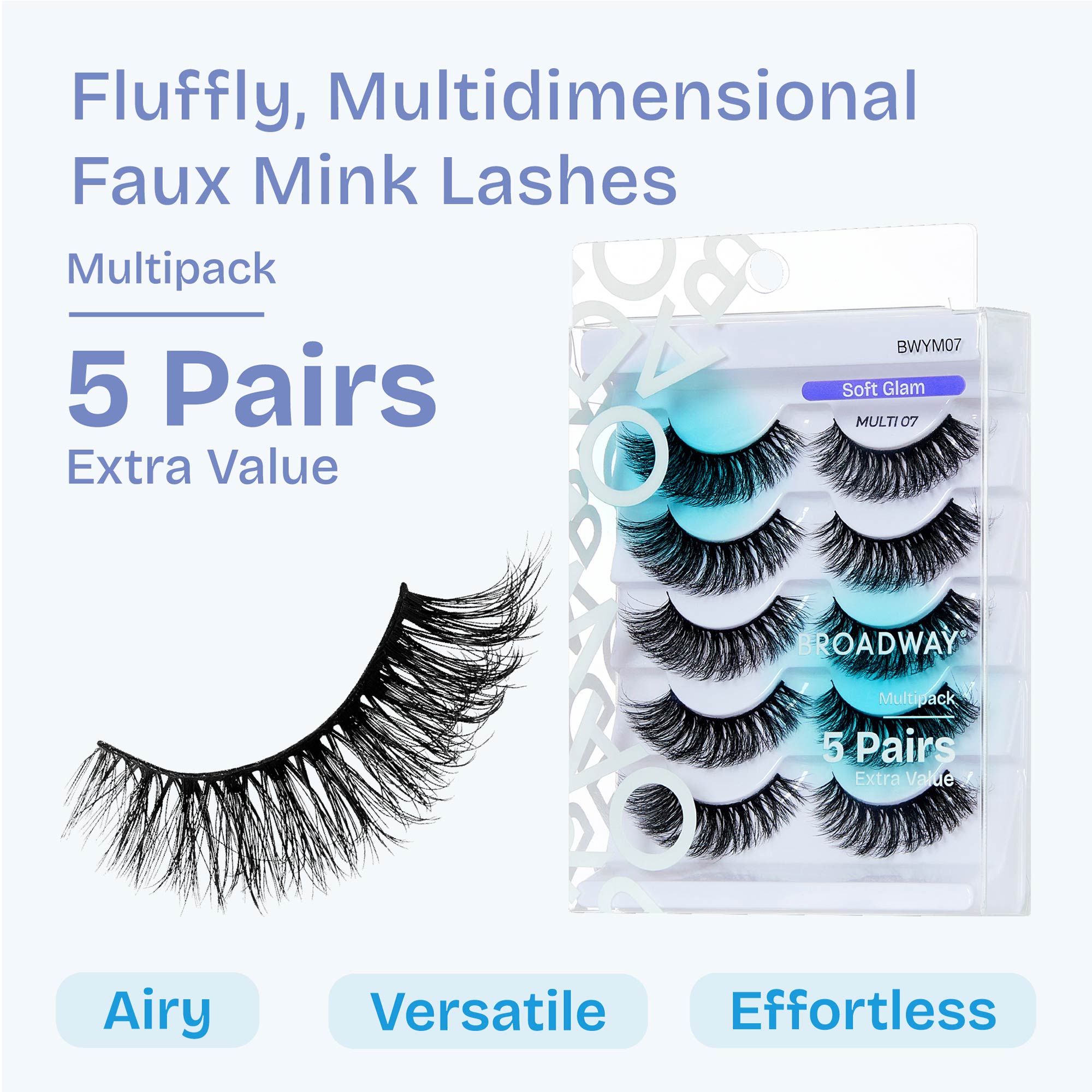 BWYM07_extra_001 "Broadway False Lashes Multipack - Faux Mink Wispy Volume Strip Eyelashes product view."