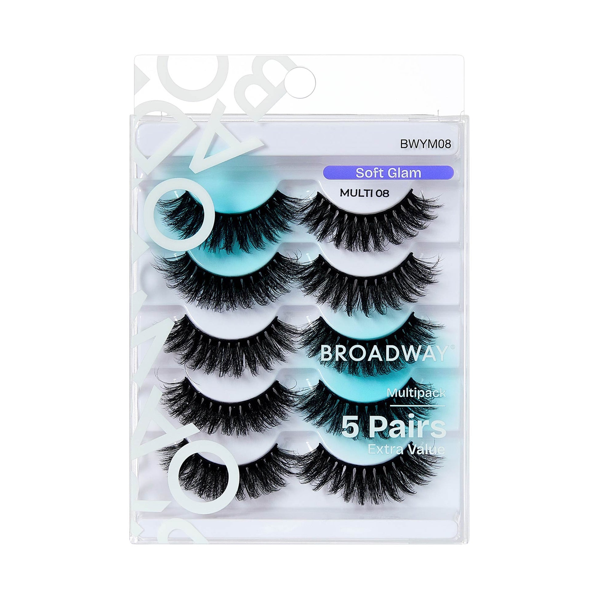 BWYM08_extra_008 "Broadway False Lashes Multipack - Faux Mink Wispy Volume Strip Eyelashes, package front."