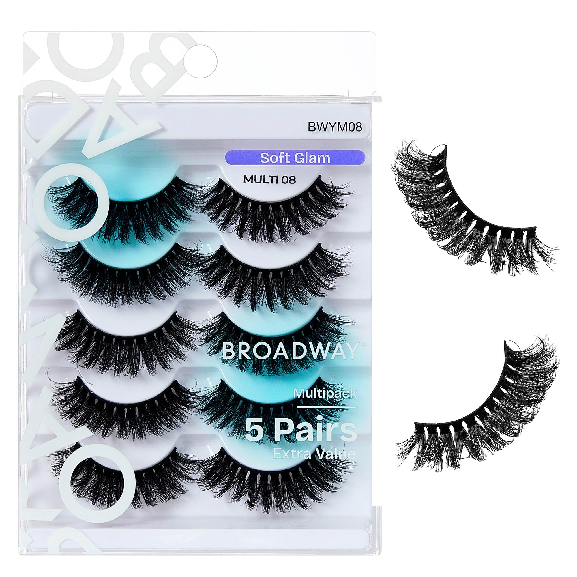 BWYM08_extra_007 "Broadway False Lashes Multipack - Faux Mink Wispy Volume Strip Eyelashes product view."