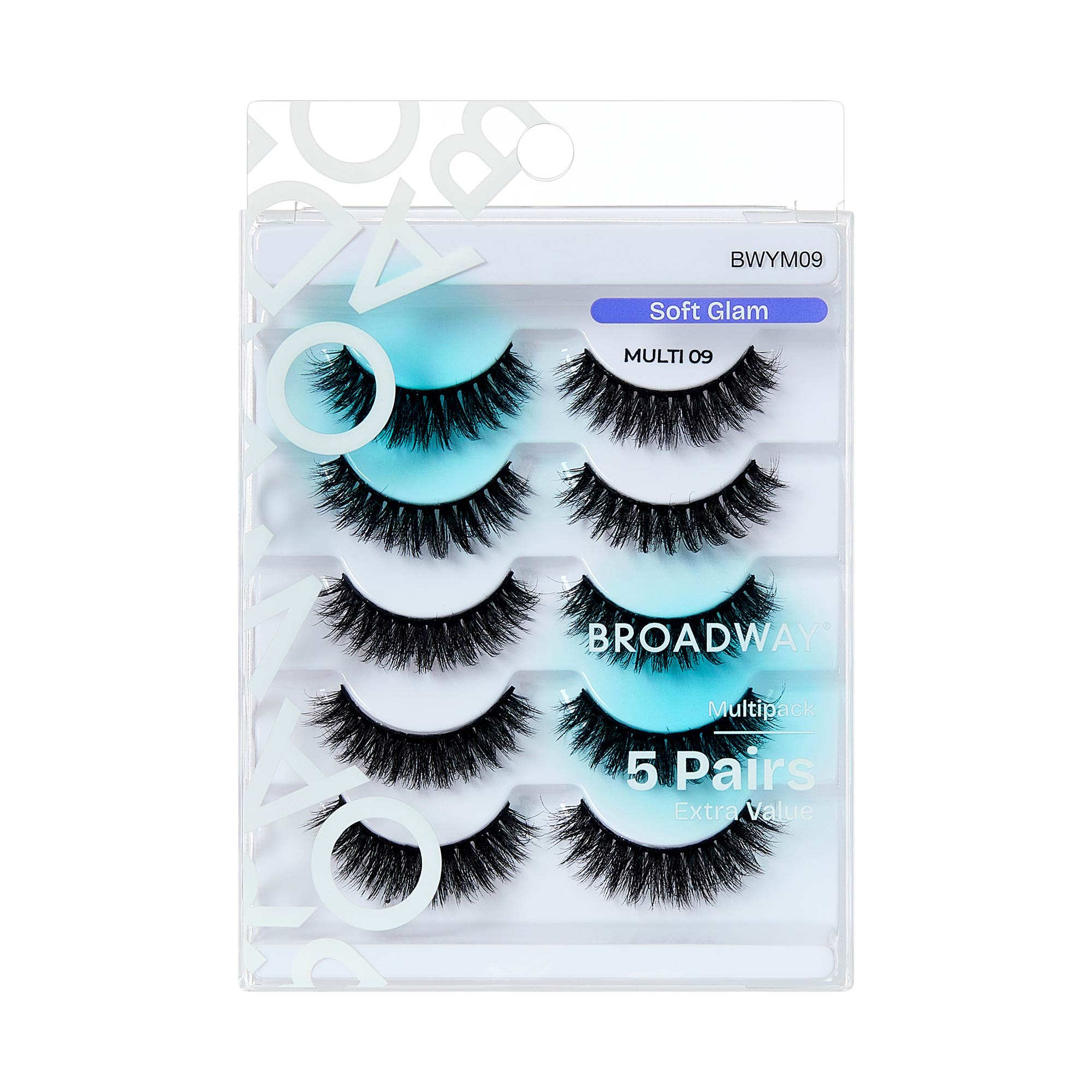 BWYM09_extra_008 "Broadway False Lashes Multipack - Faux Mink Wispy Volume Strip Eyelashes, package front."