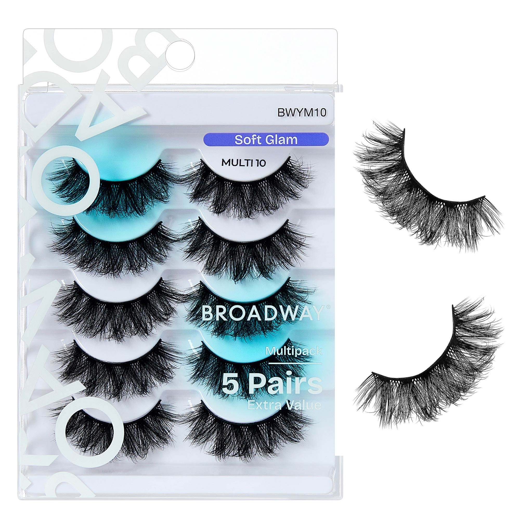 BWYM10_extra_007 "Broadway False Lashes Multipack - Faux Mink Wispy Volume Strip Eyelashes product view."