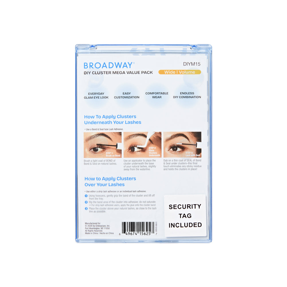 diym15_extra_0010 "Broadway DIY Lash Clusters Mega Pack - 9-16mm Assorted Individual Lash Extensions, package back."