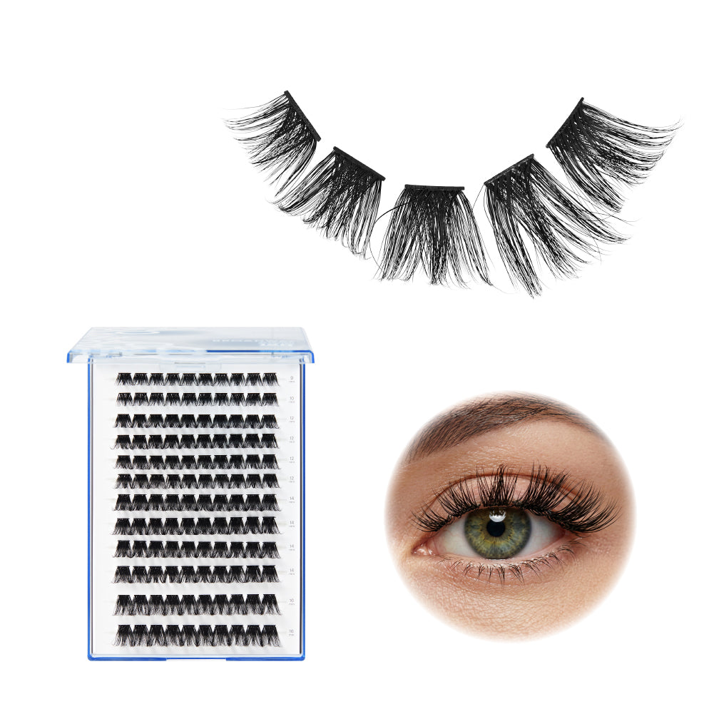 diym22_main "Broadway DIY Lash Clusters Mega Pack - 9-16mm Assorted Individual Lash Extensions in Wide Band / #DIYM22 product view."