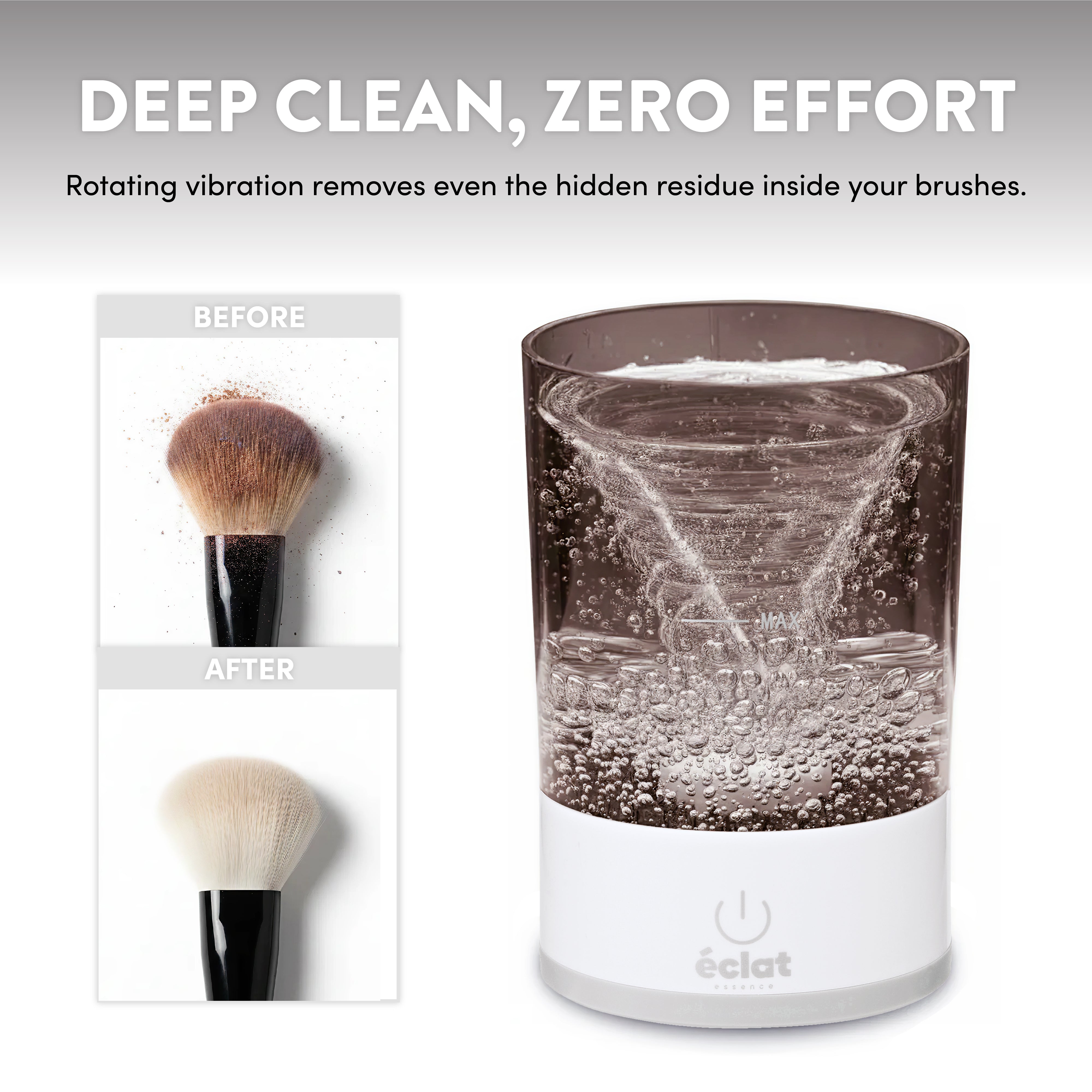 Electric Makeup Brush Cleaner – Automatic USB Deep Washer for Brushes & Sponges (White)