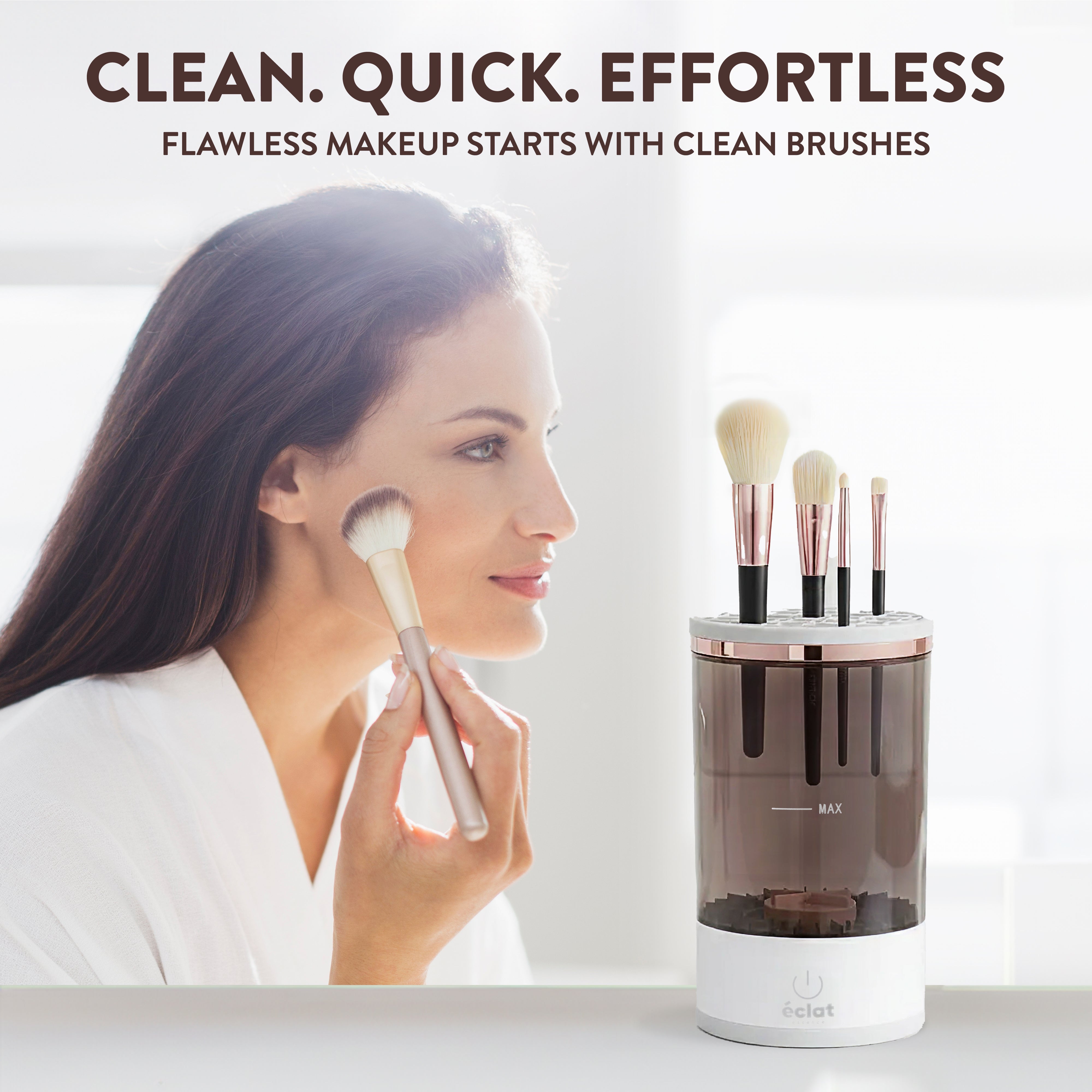 Electric Makeup Brush Cleaner – Automatic USB Deep Washer for Brushes & Sponges (White)