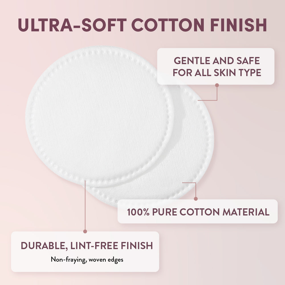 100% Pure Cotton Rounds – Ultra Soft, Vegan & Hypoallergenic Pads for Skincare (100 Count)