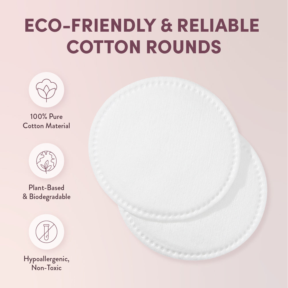 100% Pure Cotton Rounds – Ultra Soft, Vegan & Hypoallergenic Pads for Skincare (100 Count)