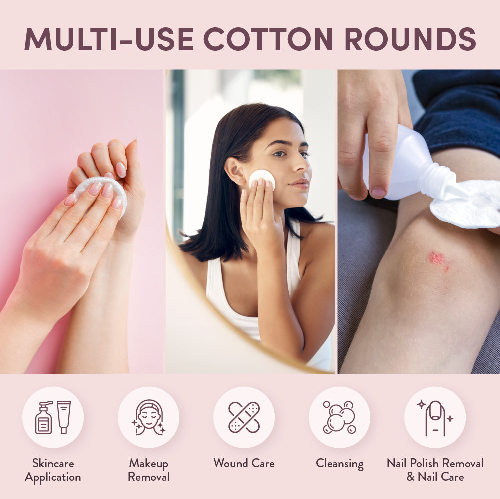 100% Pure Cotton Rounds – Ultra Soft, Vegan & Hypoallergenic Pads for Skincare (100 Count)