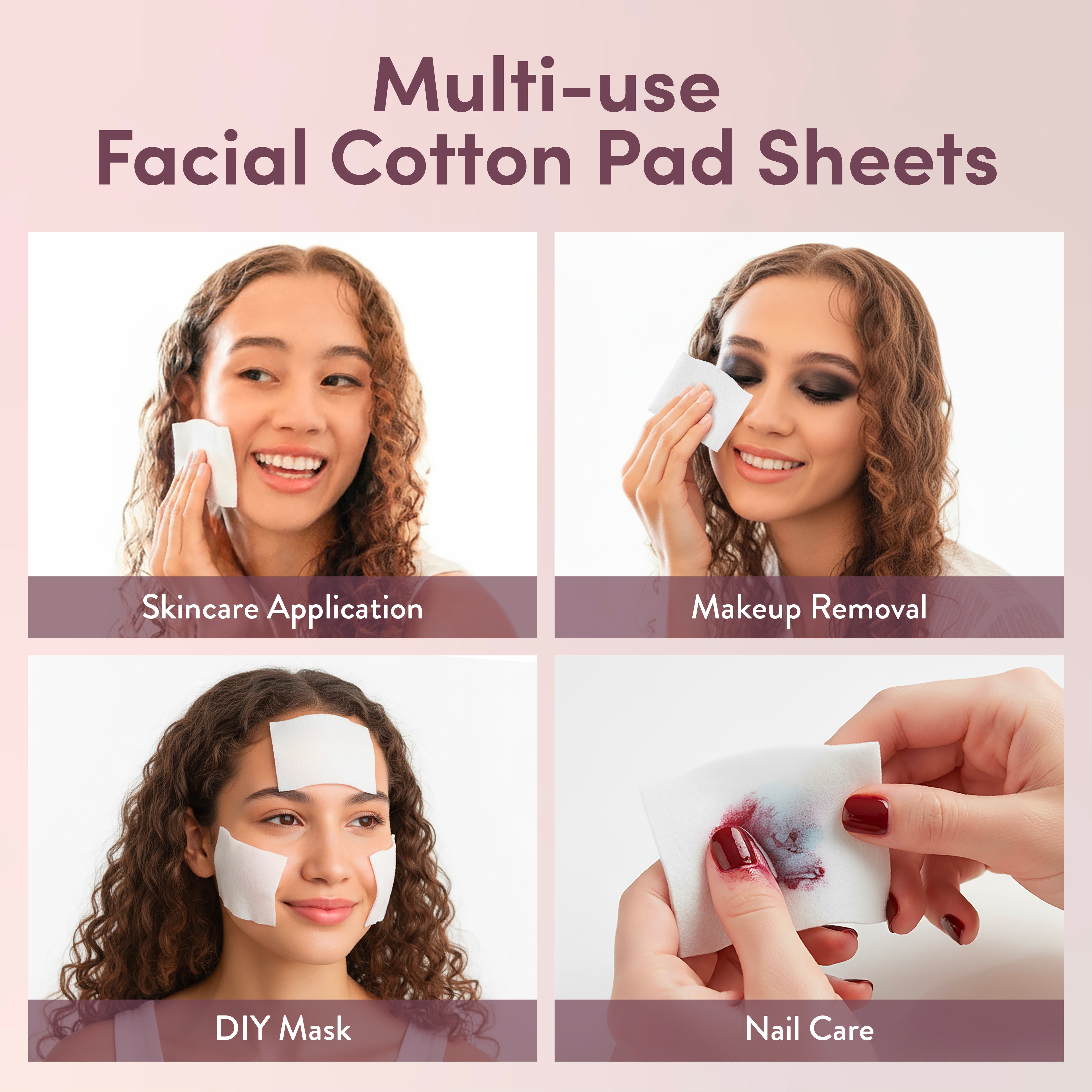 Facial Cotton Pad Sheets – Ultra-Soft, Multi-Use, Unbleached & Biodegradable Cotton for Skincare