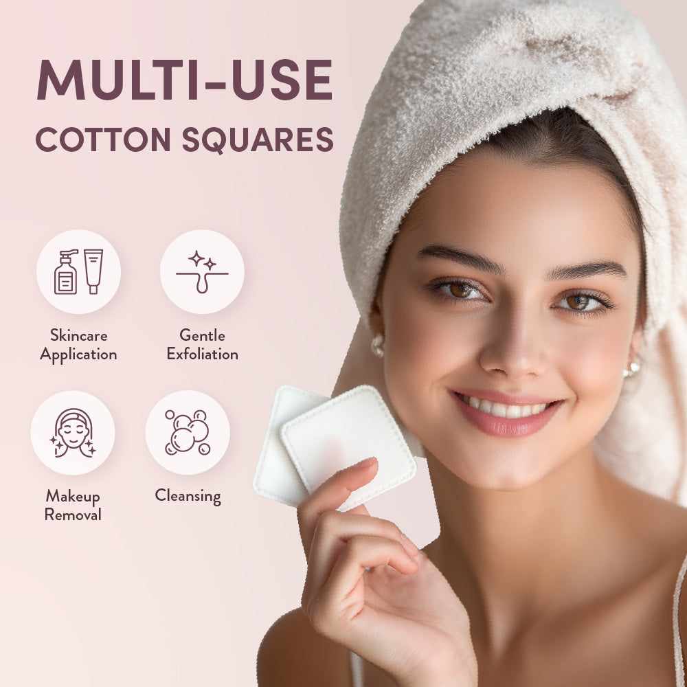 Extra Large Cotton Squares – Dual-Sided, Soft & Durable Cotton Pads for Skincare & Cleansing