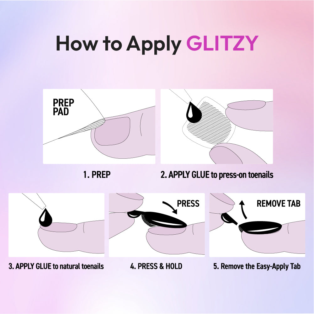 Gold Finger Glitzy 3D Press-On Toenails in Bijou – Squoval Fake Toes, Pink Leopard French Tip with Star Rhinestones, Luxury Glue On Pedicure, Wider Fit 24 Pc Kit