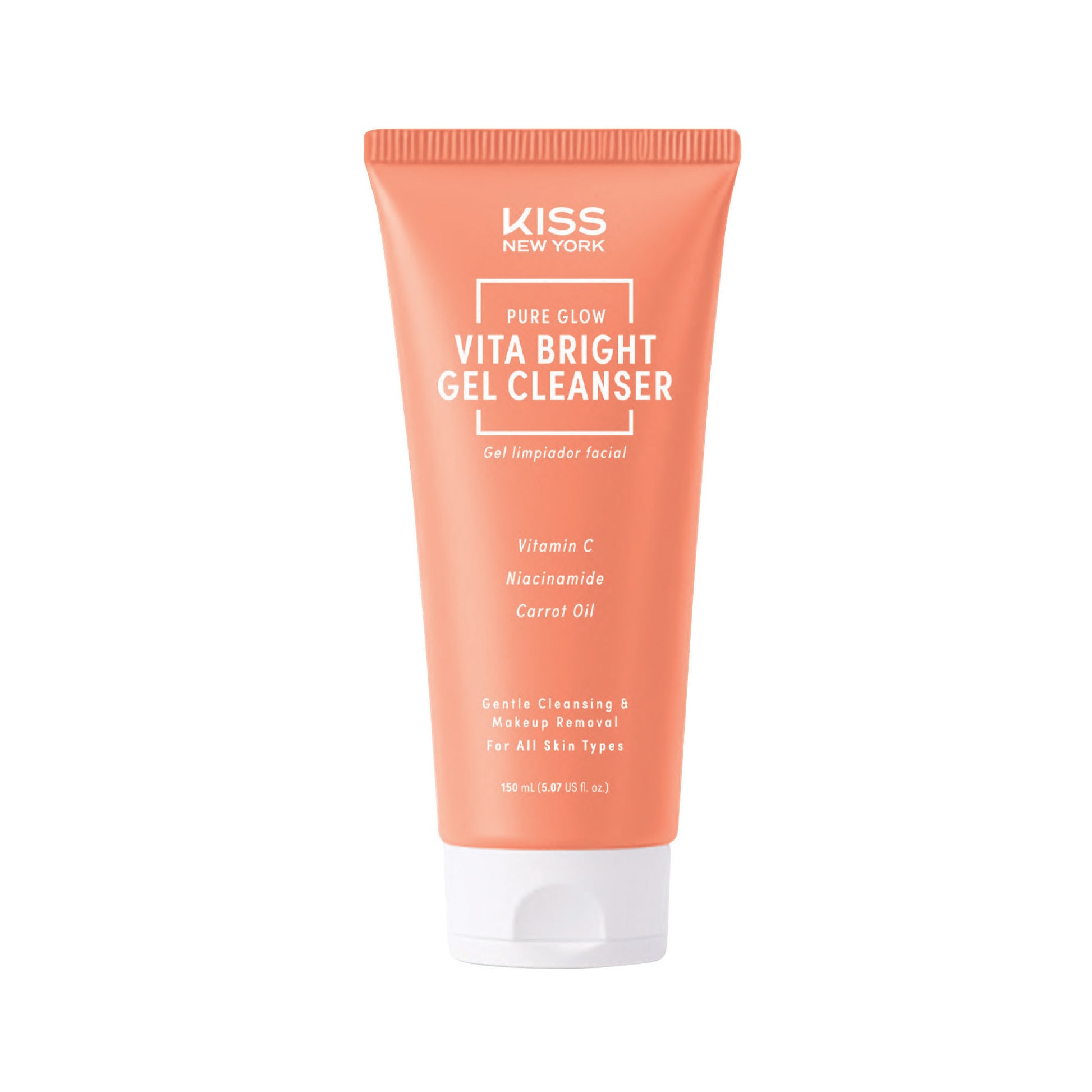 KISS NEW YORK Pure Glow Vita Bright Gel Cleanser - Sulfate-Free Brightening Face Wash & Makeup Remover (150 ml) product view.