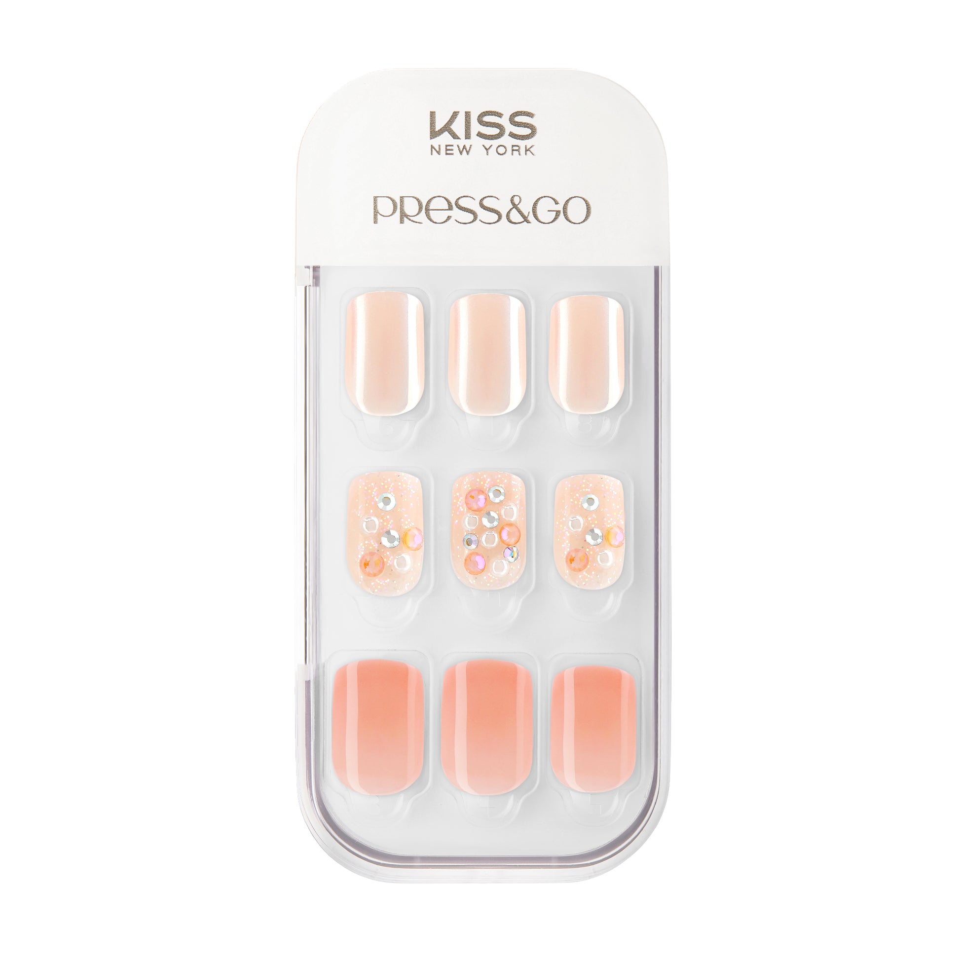 KPNA28KA_main"Kiss New York Press & Go Nails - Rhinestone & Pearl / #KPNA28KA product view."
