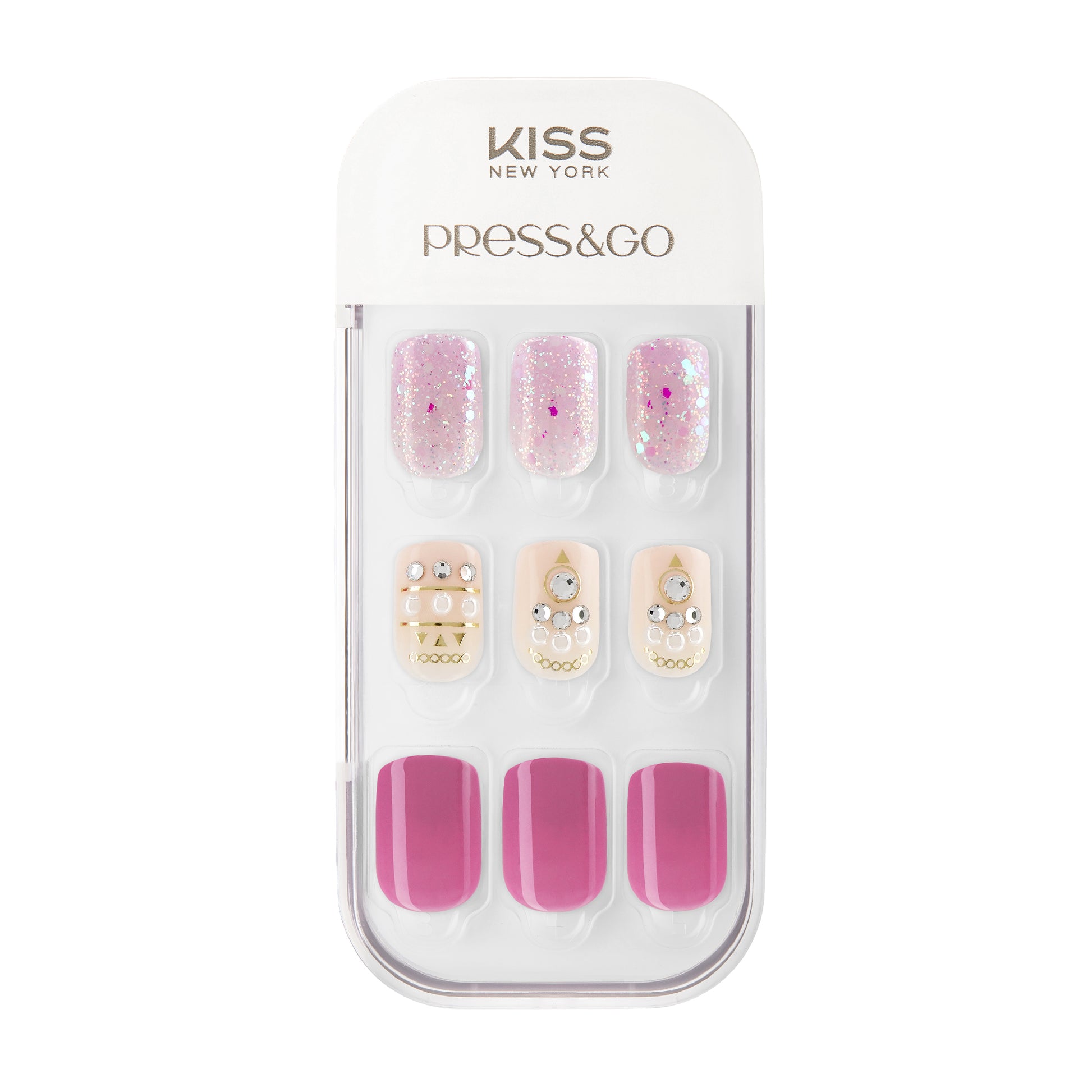 KPNA29K_main"Kiss New York Press & Go Nails - Rhinestone & Pearl / #KPNA29K product view."
