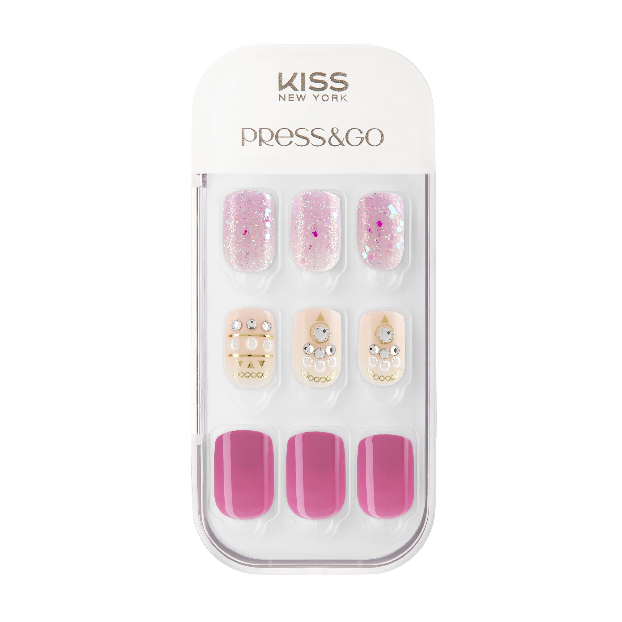KPNA29K_main"Kiss New York Press & Go Nails - Rhinestone & Pearl / #KPNA29K product view."