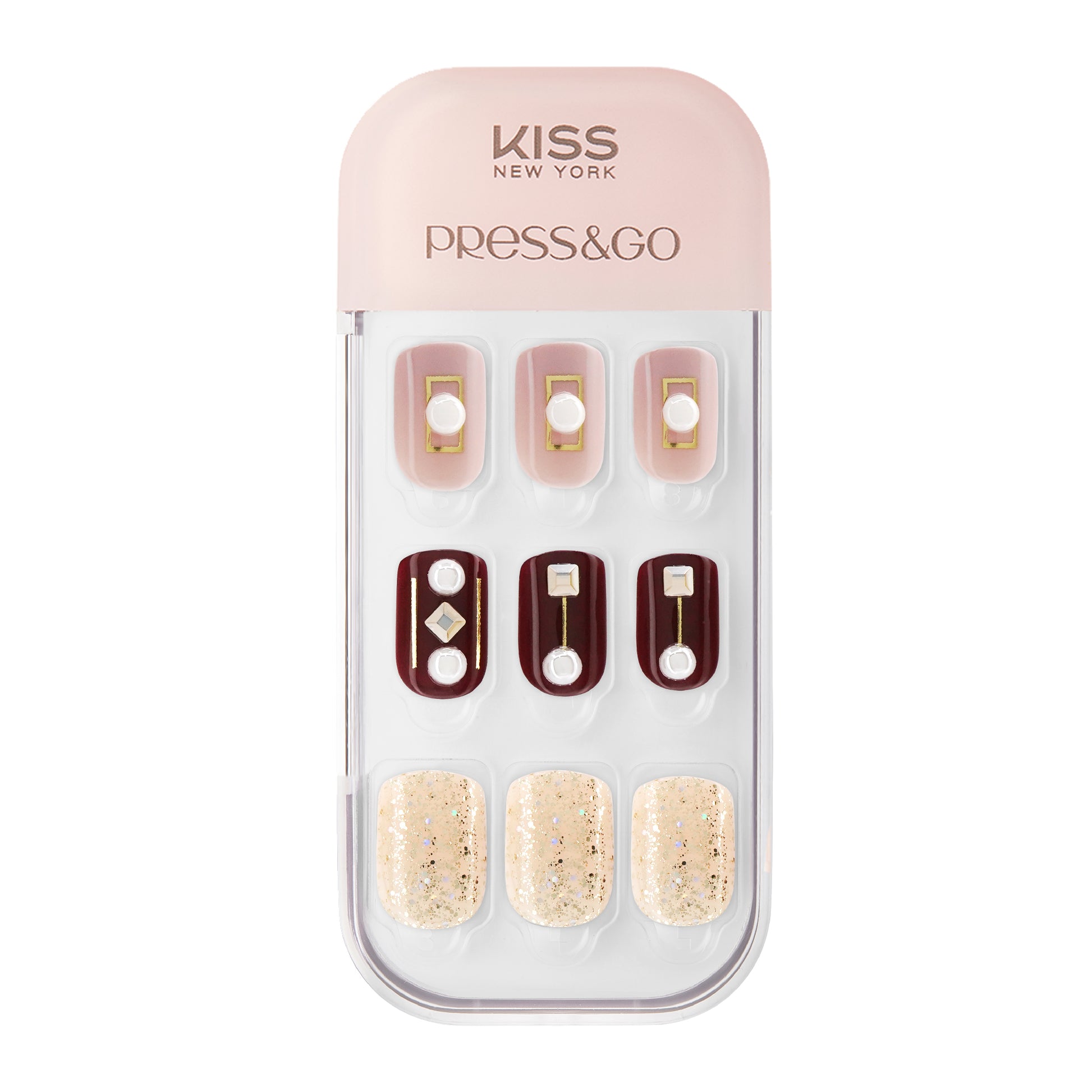 KPNA35KA_main"Kiss New York Press & Go Nails - Rhinestone & Pearl / #KPNA35KA product view."